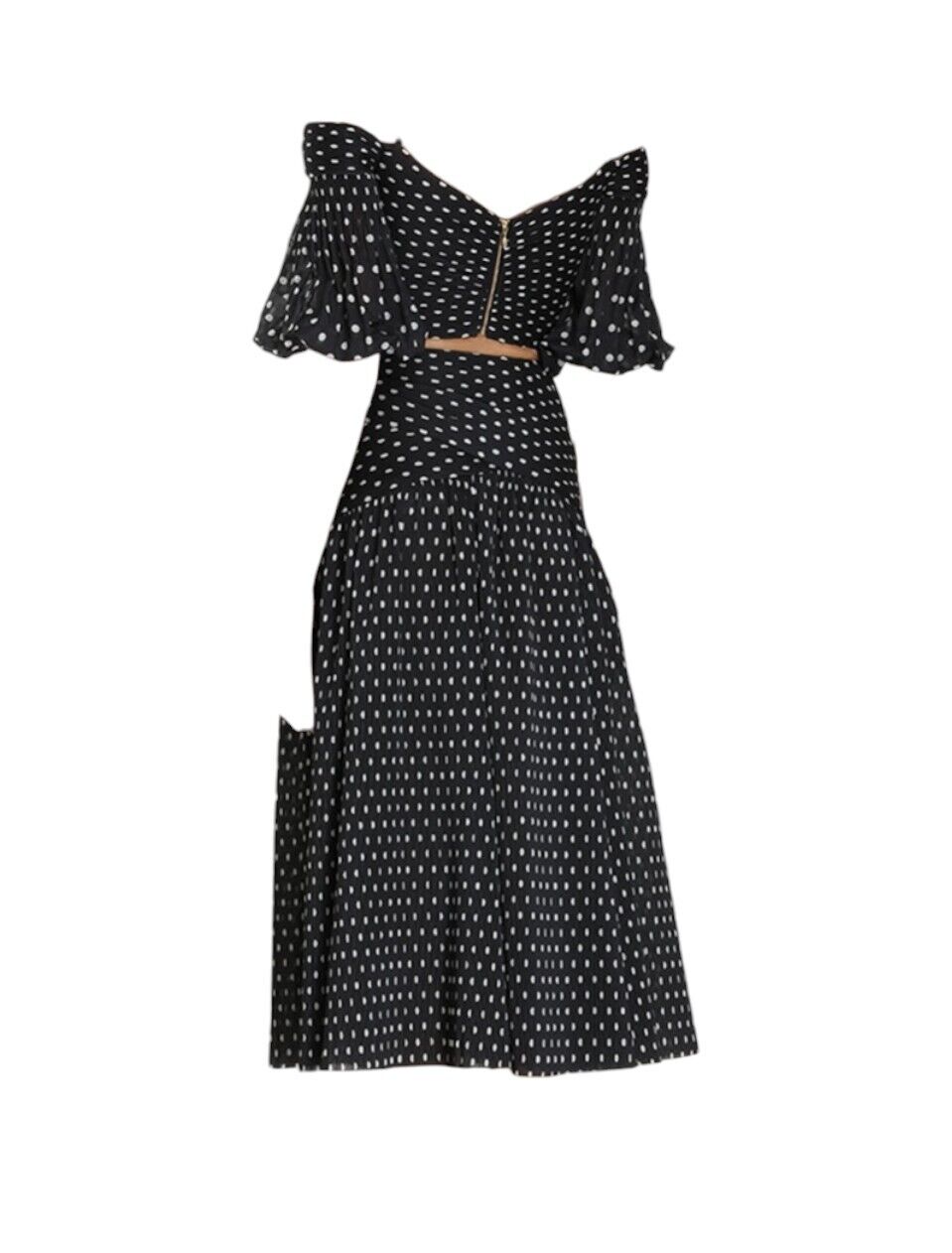 Zimmermann Pleated Bodice | Black/White Dot, Pleated, Straps, Off Shoulder, Crop