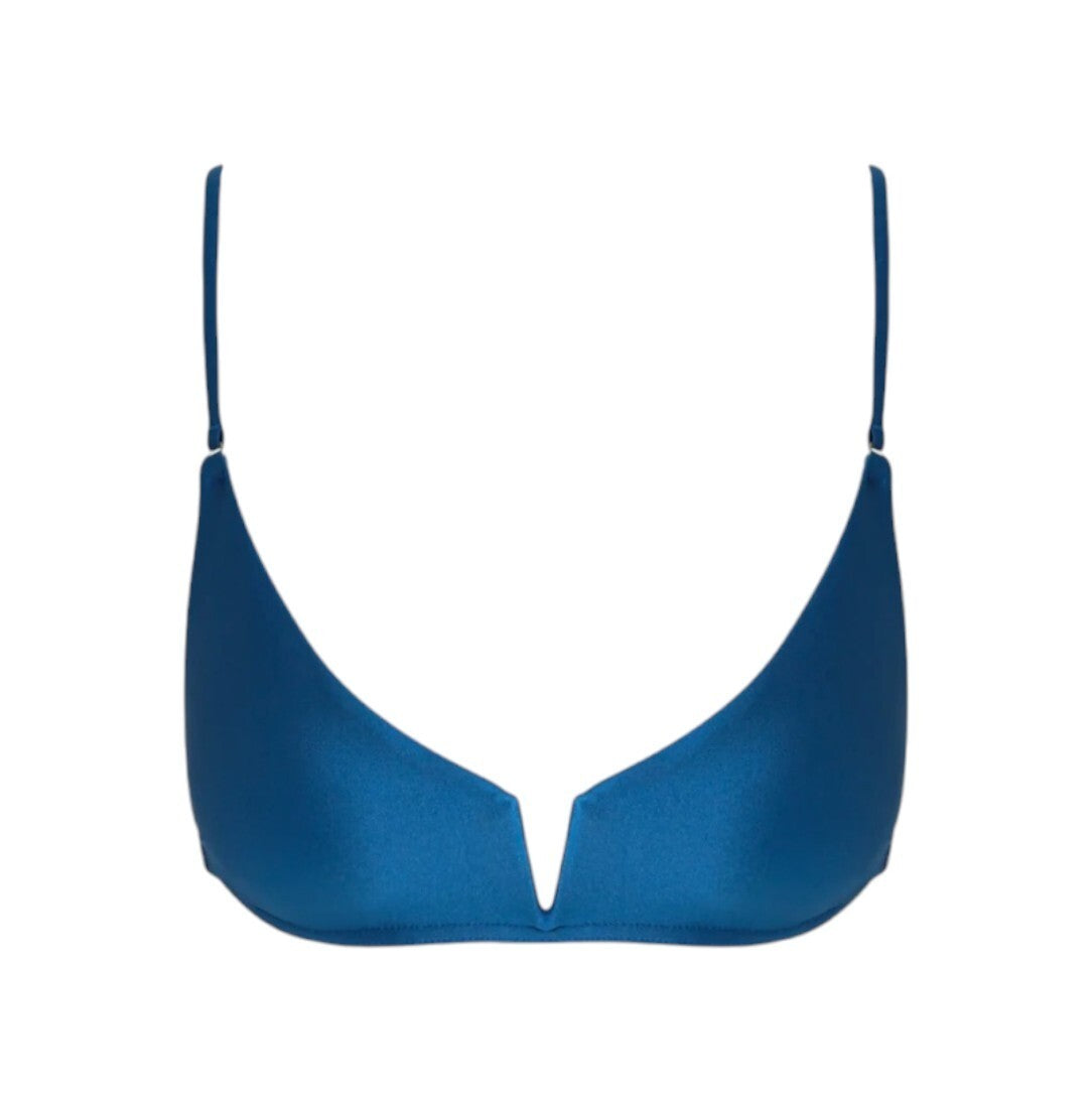 Zimmermann August Plunge V Wire Bra/Bikini Top | Blue/Teal, Adjustable Straps