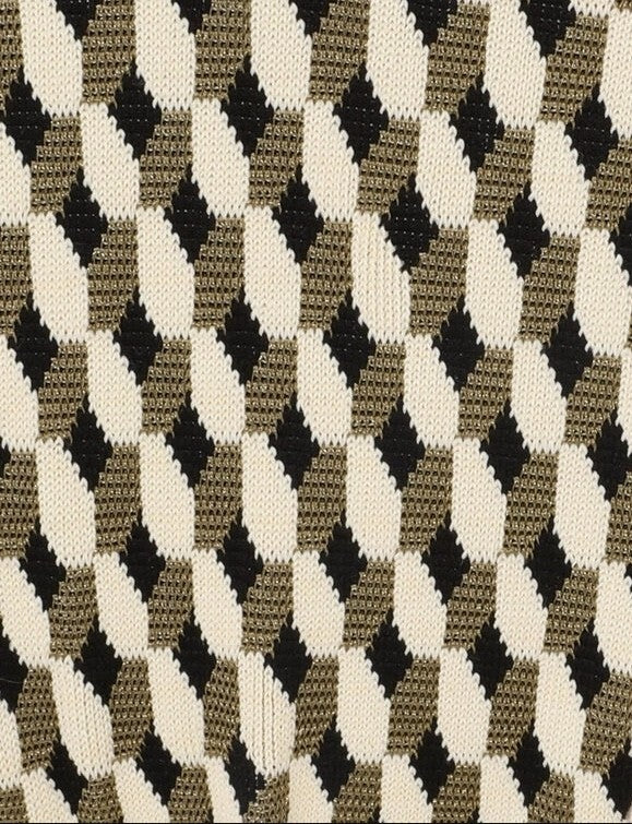 Zimmermann Lexi Knot Trim Bikini | Black/White/Gold, Low Rise, Jacquard Print