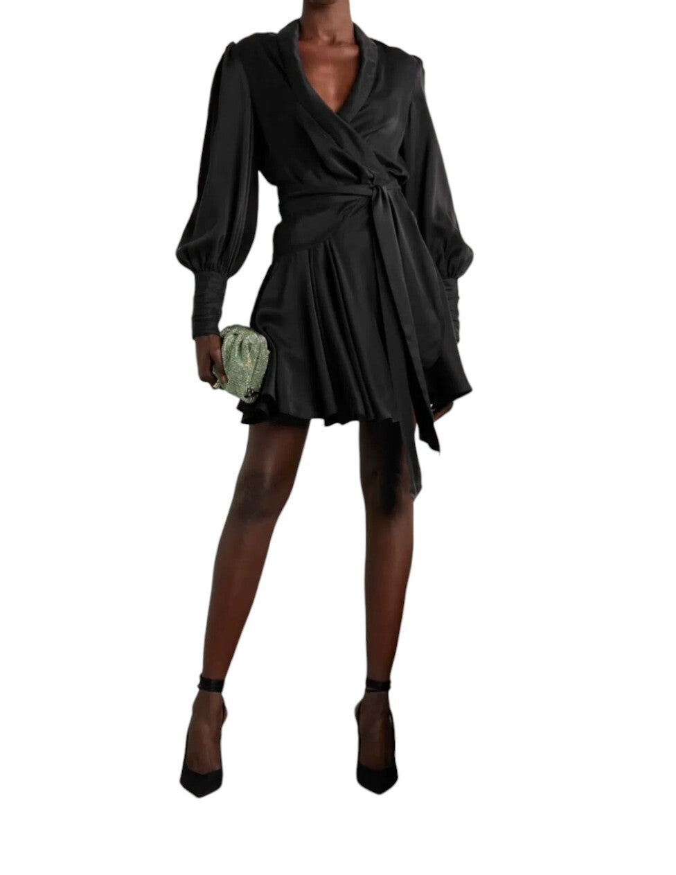 Zimmermann Silk Wrap Mini Dress | Black, LBD, Asymmetric, Sueded Silk, Dolman