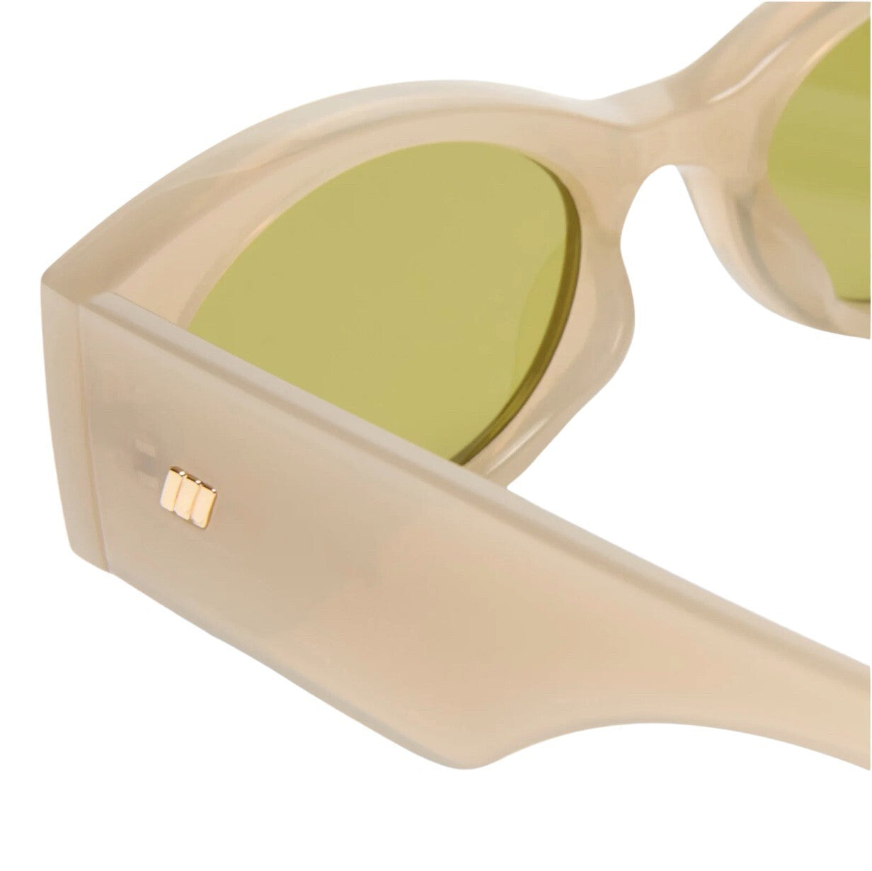 Le Specs Mermaiden Sunglasses | Small Oval, Beige/Oatmel Green Lenses, Acetate