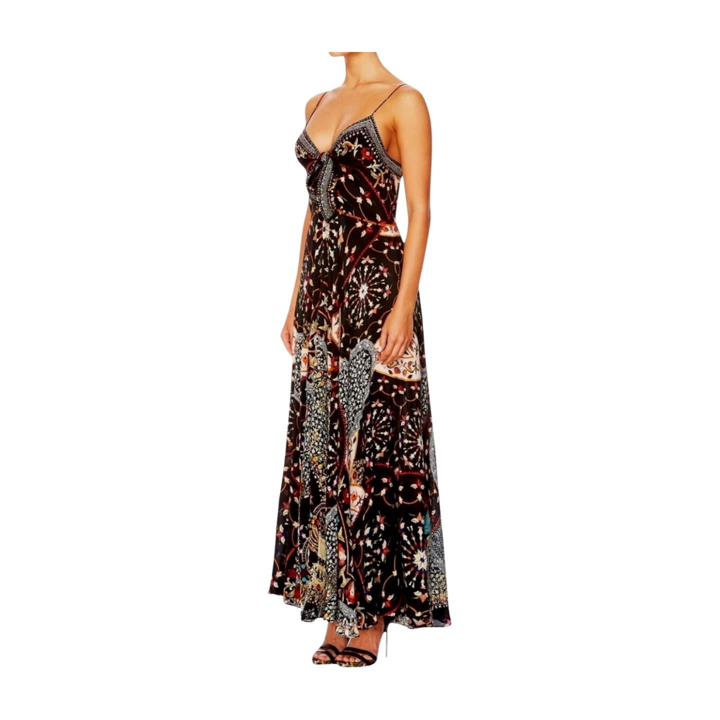 Camilla Long Dress w/ Tie Front | Chamber of Reflections, Silk, Midi, Spaghetti