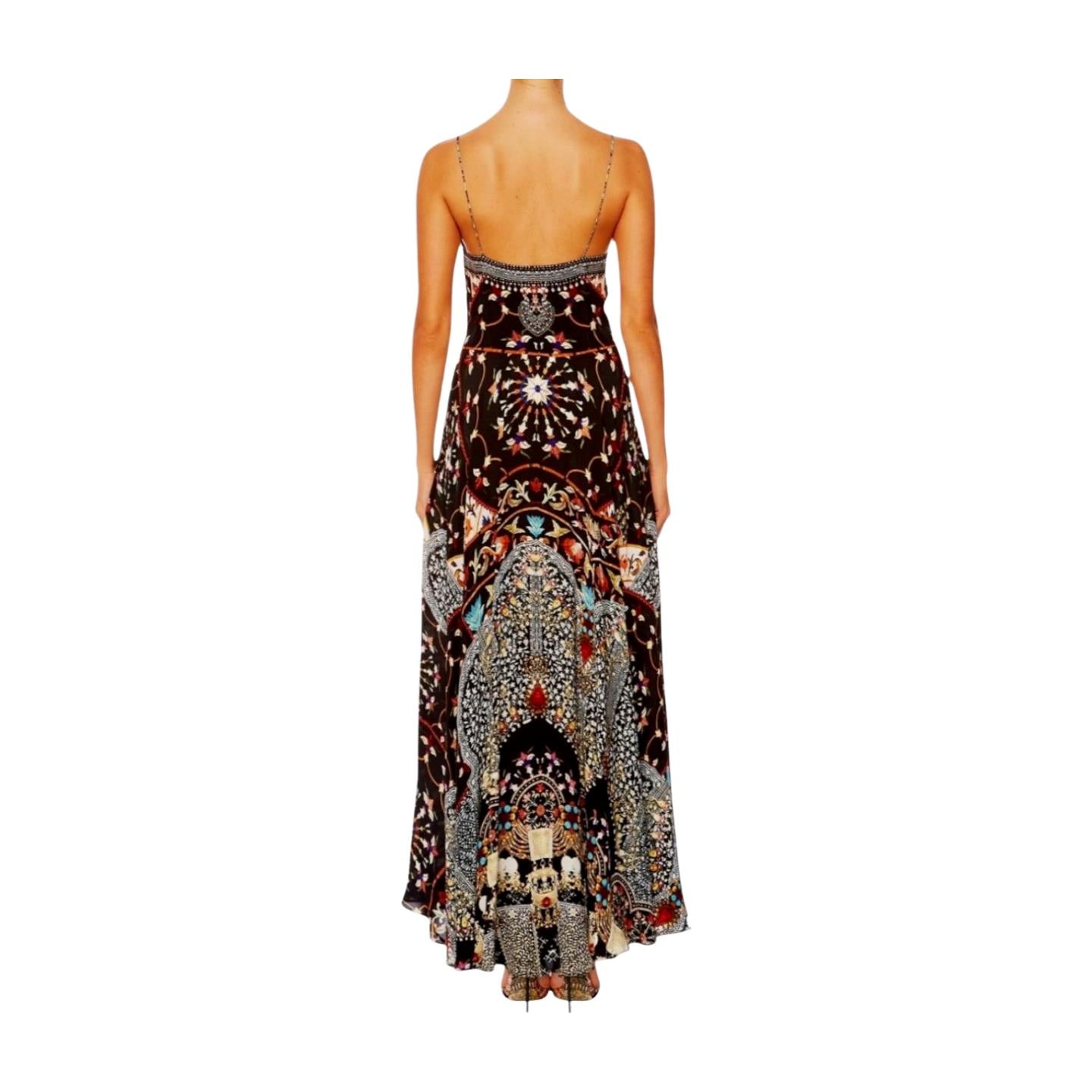 Camilla Long Dress w/ Tie Front | Chamber of Reflections, Silk, Midi, Spaghetti