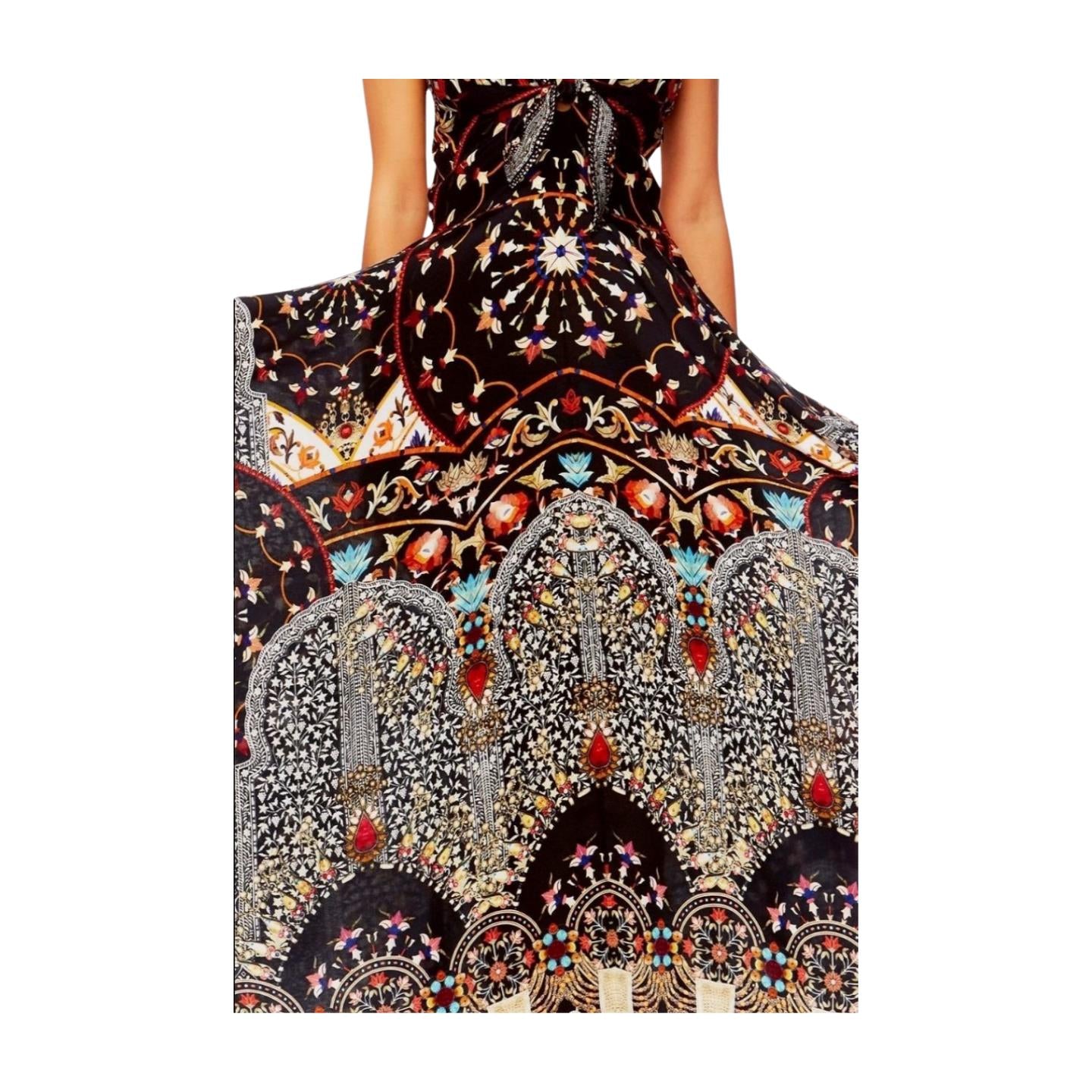 Camilla Long Dress w/ Tie Front | Chamber of Reflections, Silk, Midi, Spaghetti
