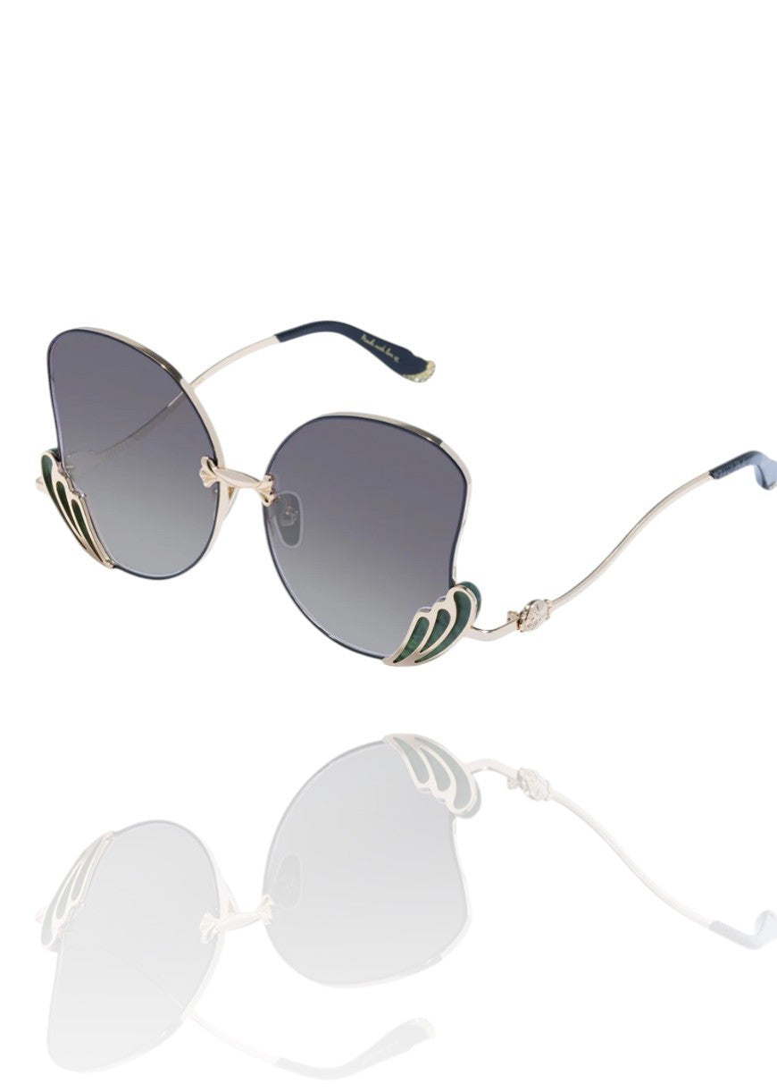Camilla Goddess Energy Sunglasses | Gold/Green Laminate, Butterfly, Oversized