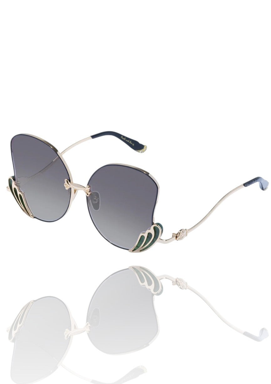 Camilla Goddess Energy Sunglasses | Gold/Green Laminate, Butterfly, Oversized