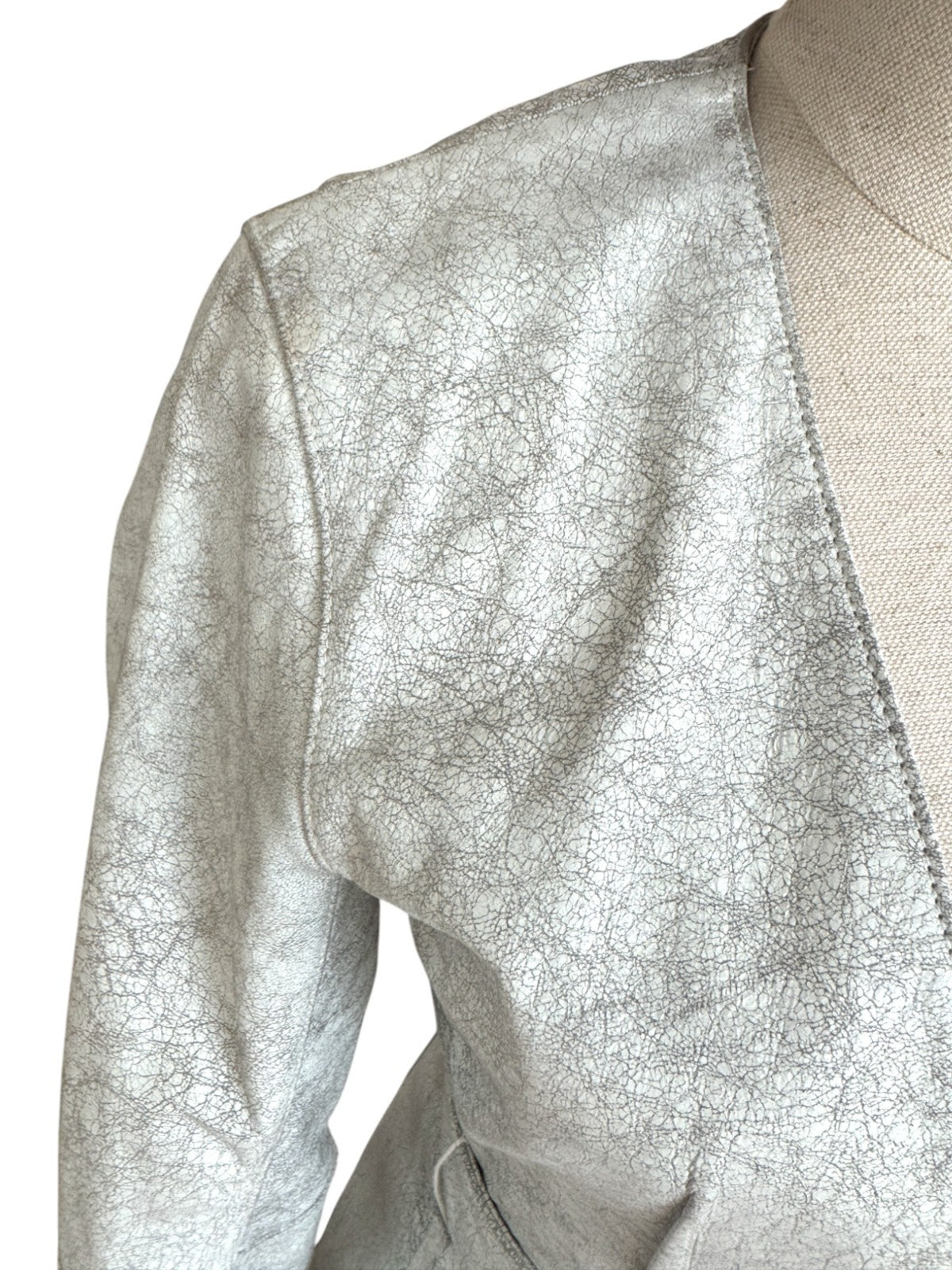 Sass & Bide Distressed "Your Song" Leather Jacket | White, Sz 38/8 AU, Belt