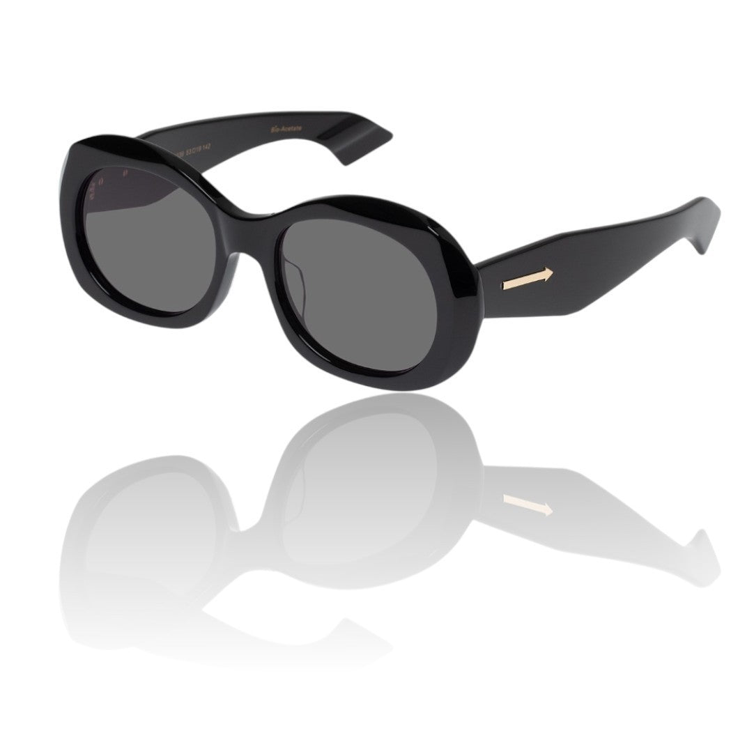 Karen Walker Parlour B Sunglasses |Black, Oval, Acetate, Oversized, Category 3