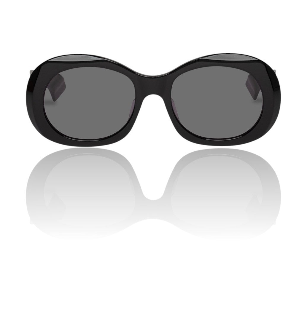 Karen Walker Parlour B Sunglasses |Black, Oval, Acetate, Oversized, Category 3