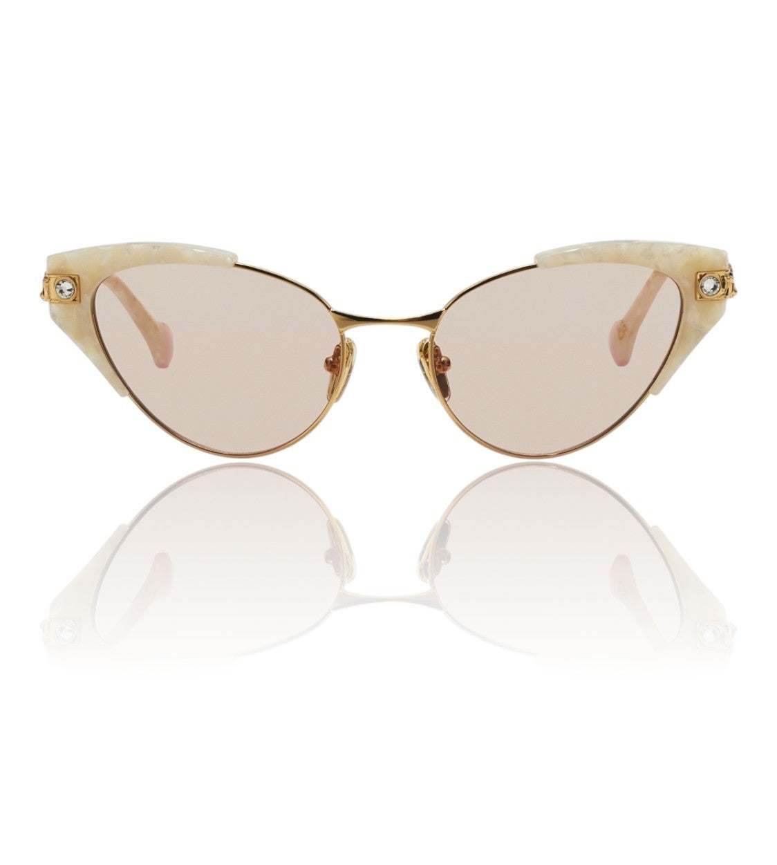 Camilla The Suite Life Sunglasses |Ivory Marble/Pearl, Crystals, Cats Aye, Metal