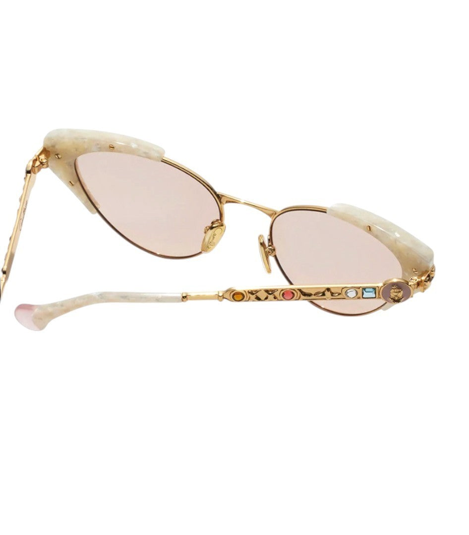 Camilla The Suite Life Sunglasses |Ivory Marble/Pearl, Crystals, Cats Aye, Metal