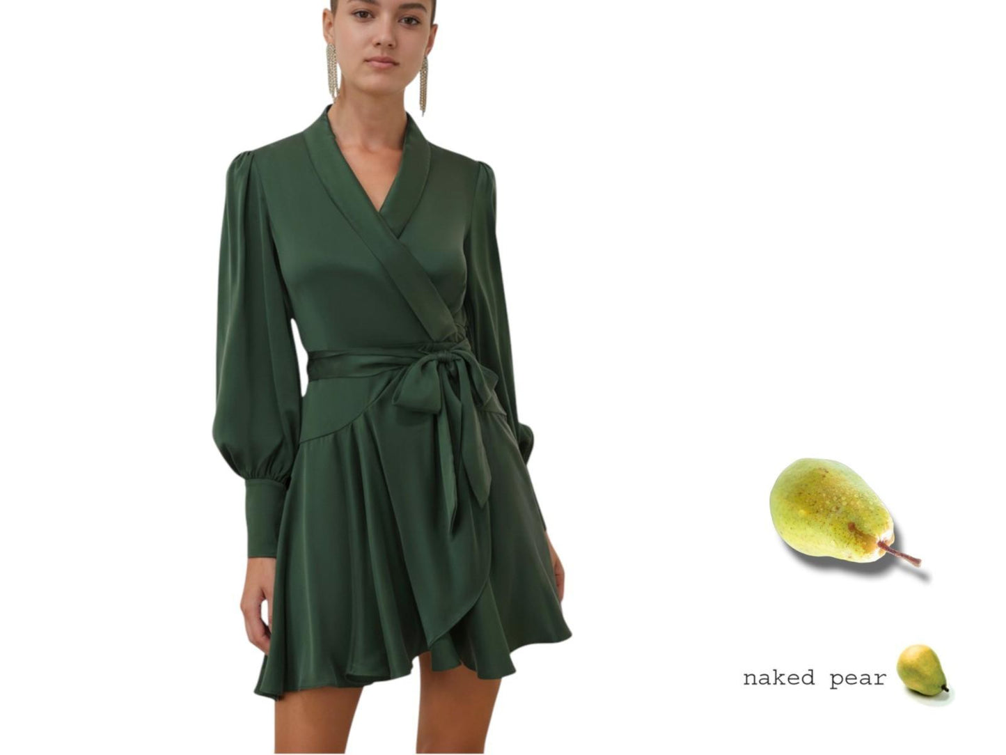 Zimmermann Silk Wrap Mini Dress | Forest Green, Silk, Cocktail, Dolman Sleeves