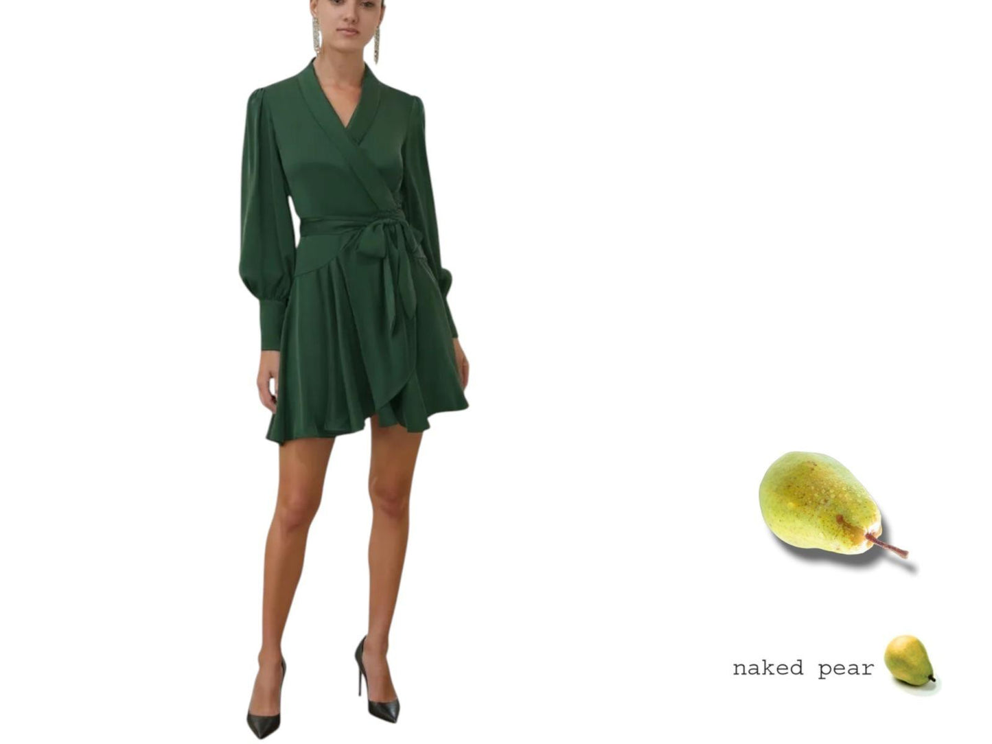 Zimmermann Silk Wrap Mini Dress | Forest Green, Silk, Cocktail, Dolman Sleeves