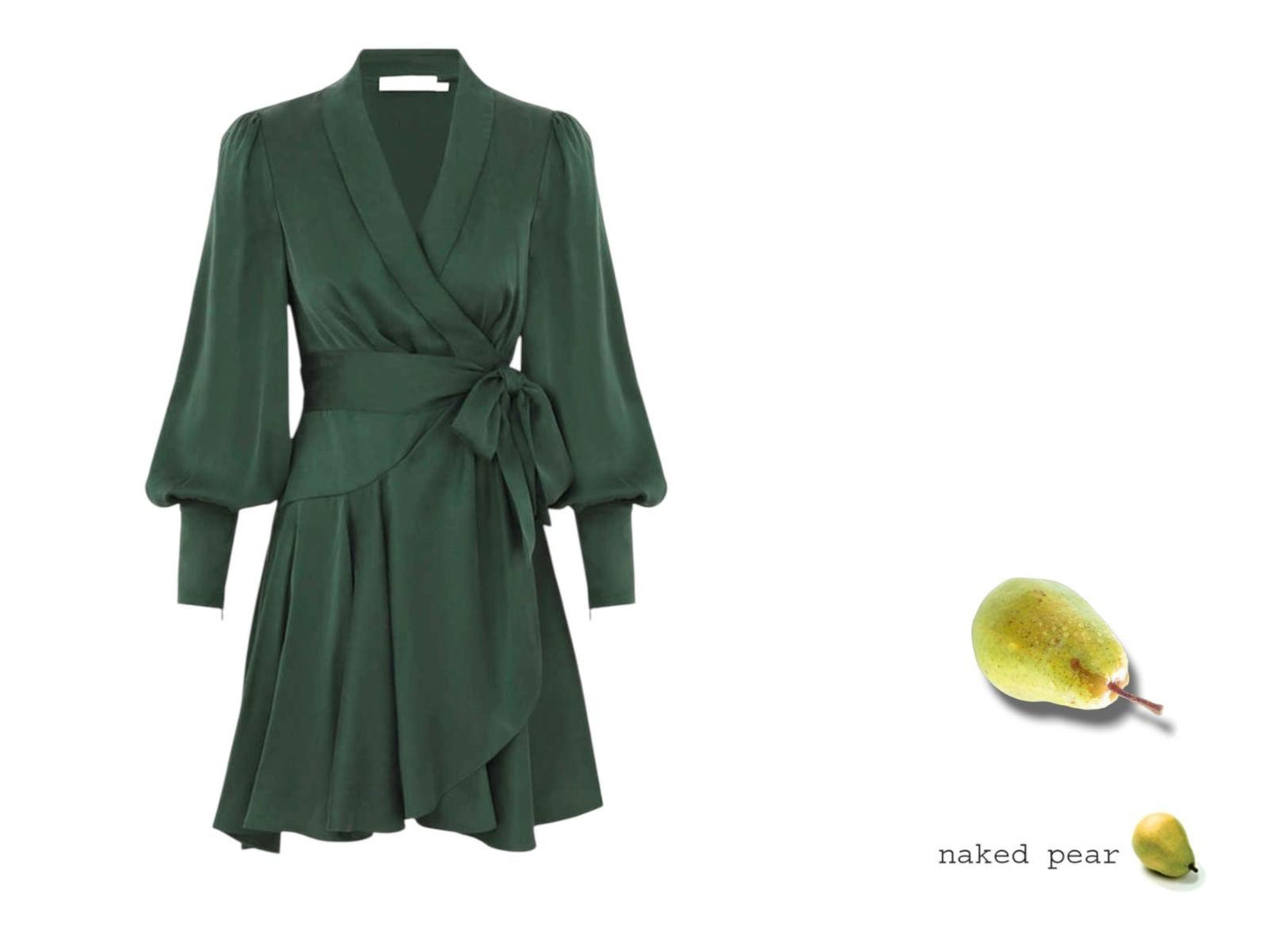 Zimmermann Silk Wrap Mini Dress | Forest Green, Silk, Cocktail, Dolman Sleeves