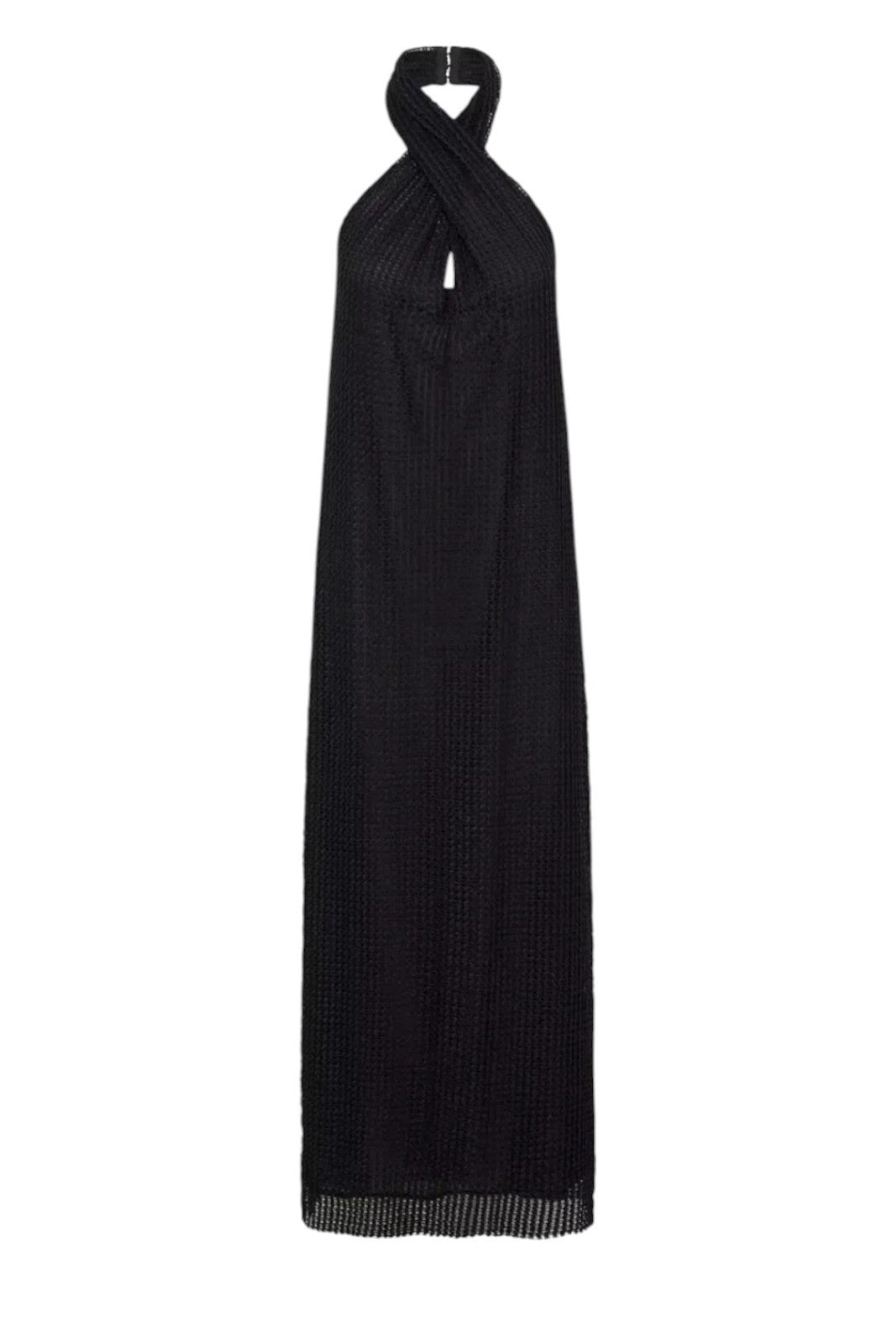 CAMILLA & MARC Willa Halter Dress | Black, Sz 10, Textured, Backless, Side Slit