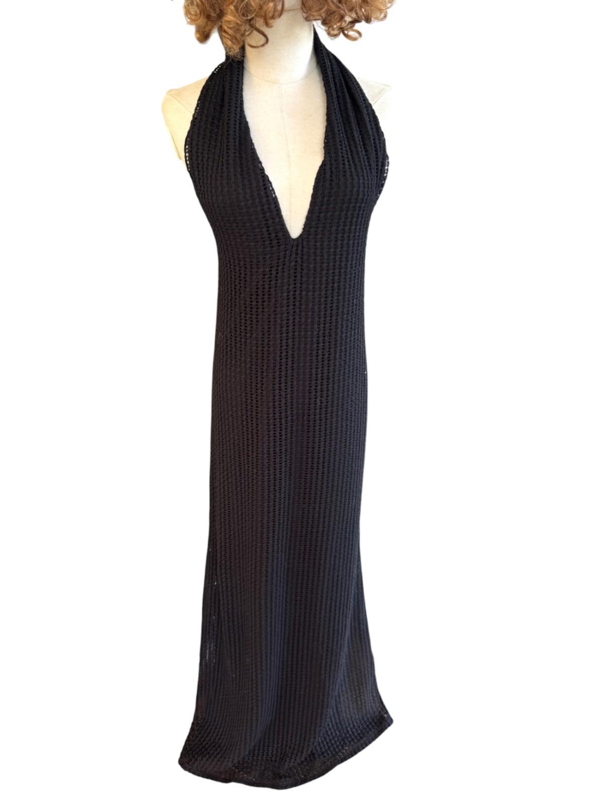 CAMILLA & MARC Willa Halter Dress | Black, Sz 10, Textured, Backless, Side Slit