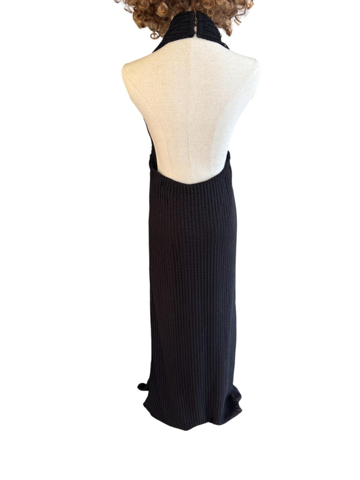 CAMILLA & MARC Willa Halter Dress | Black, Sz 10, Textured, Backless, Side Slit