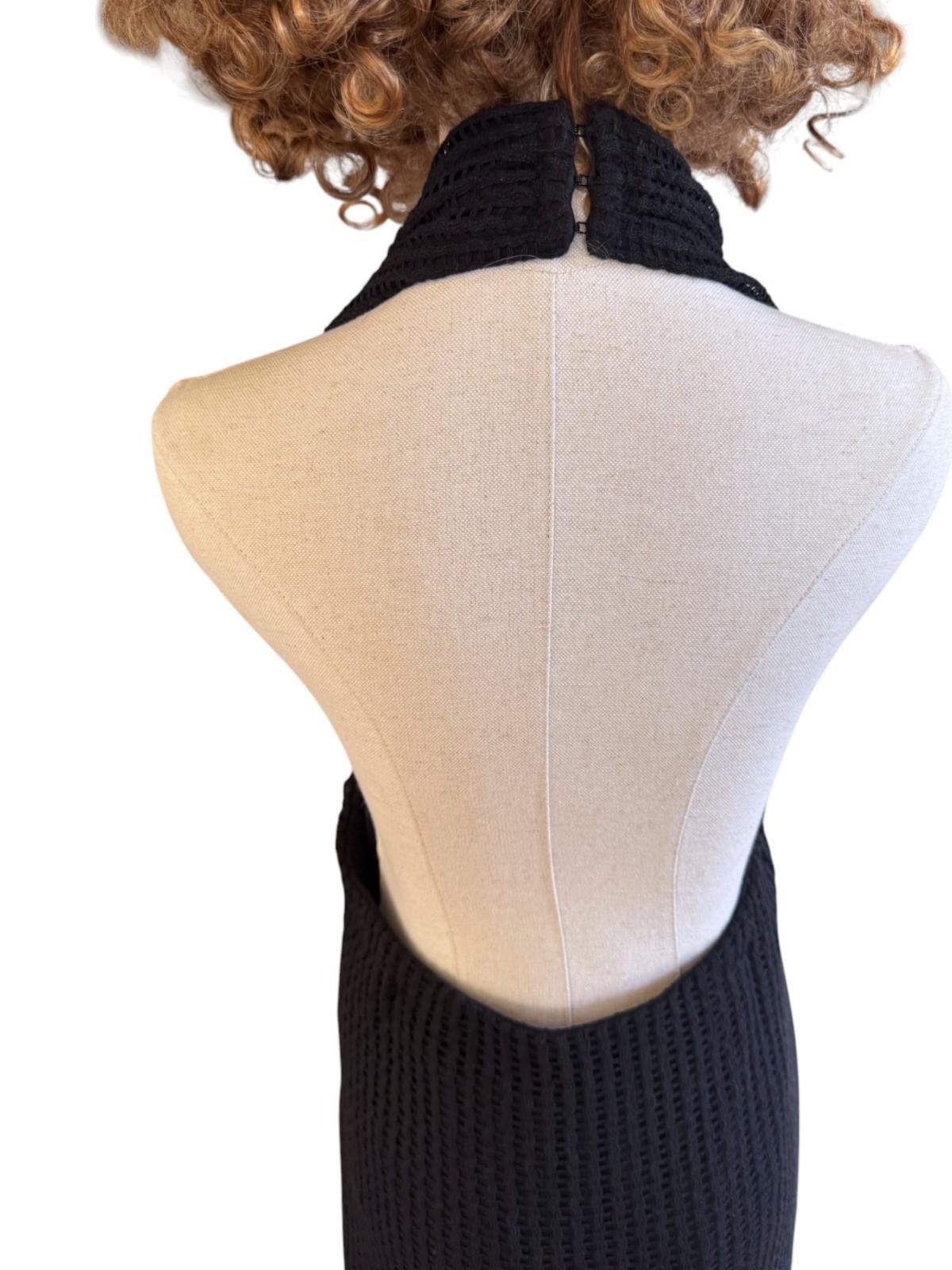CAMILLA & MARC Willa Halter Dress | Black, Sz 10, Textured, Backless, Side Slit