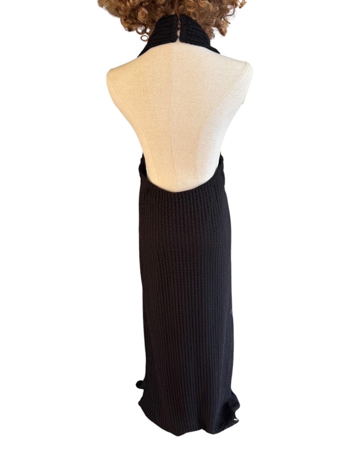 CAMILLA & MARC Willa Halter Dress | Black, Sz 10, Textured, Backless, Side Slit