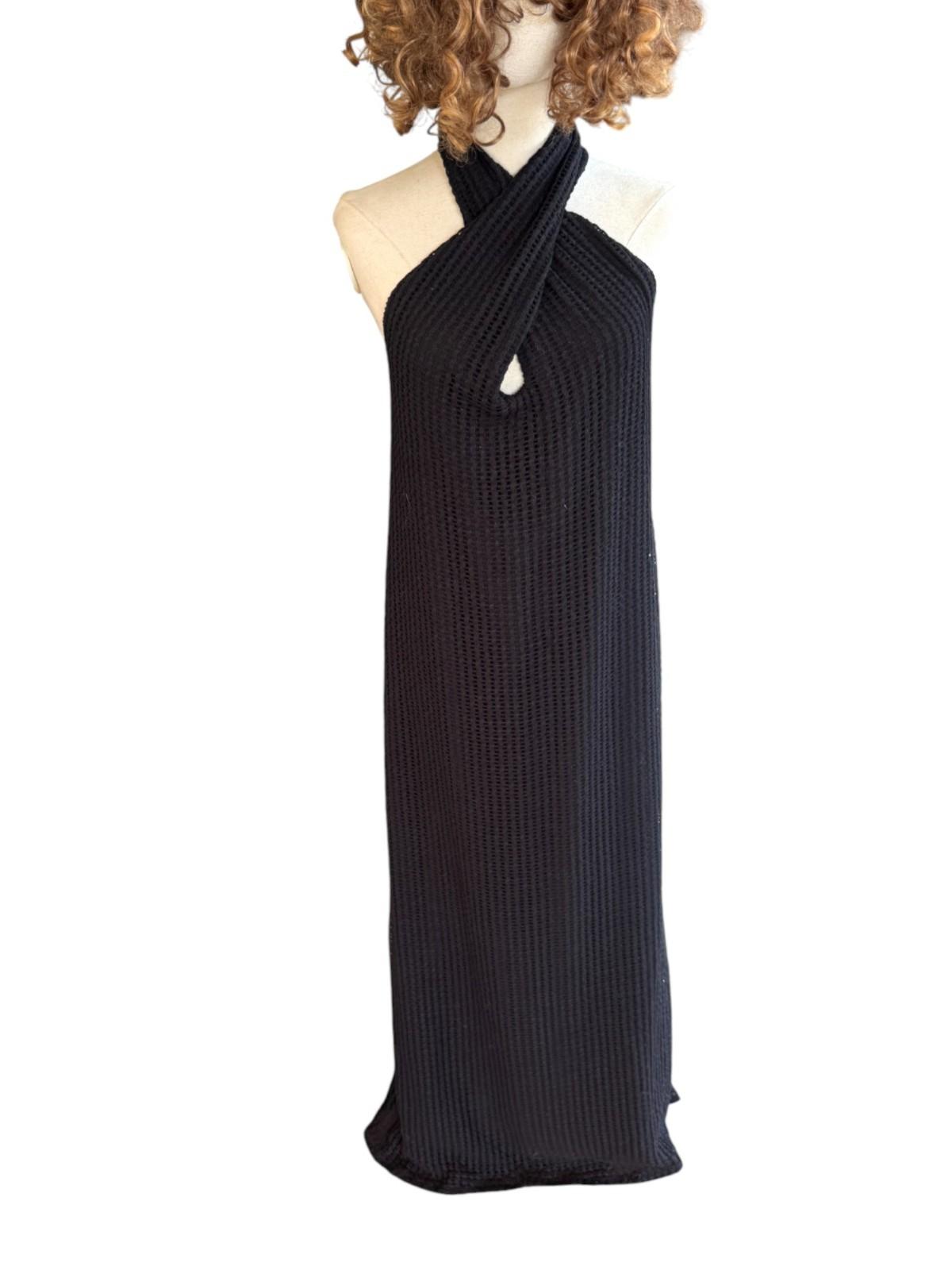 CAMILLA & MARC Willa Halter Dress | Black, Sz 10, Textured, Backless, Side Slit