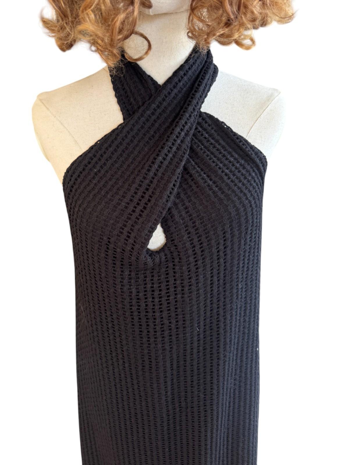 CAMILLA & MARC Willa Halter Dress | Black, Sz 10, Textured, Backless, Side Slit
