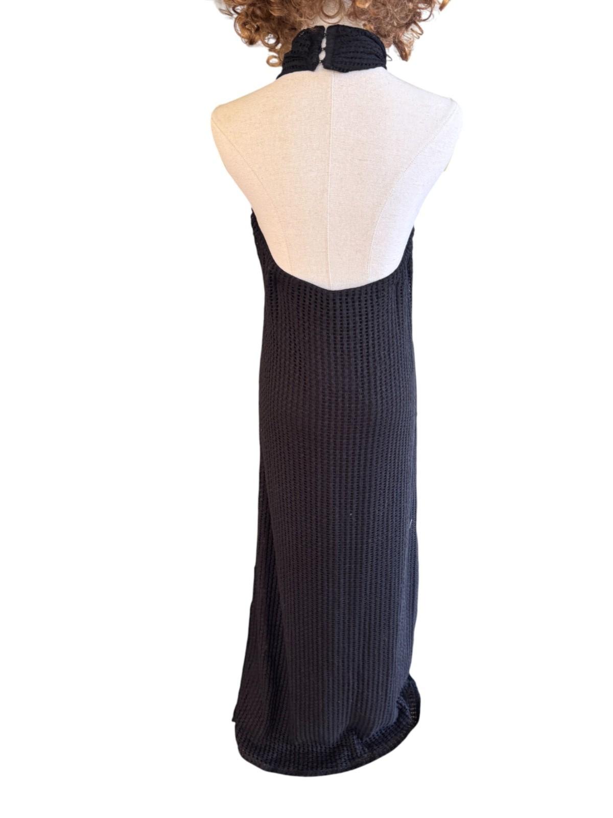 CAMILLA & MARC Willa Halter Dress | Black, Sz 10, Textured, Backless, Side Slit