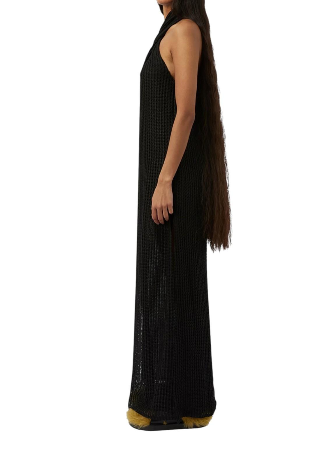 CAMILLA & MARC Willa Halter Dress | Black, Sz 10, Textured, Backless, Side Slit