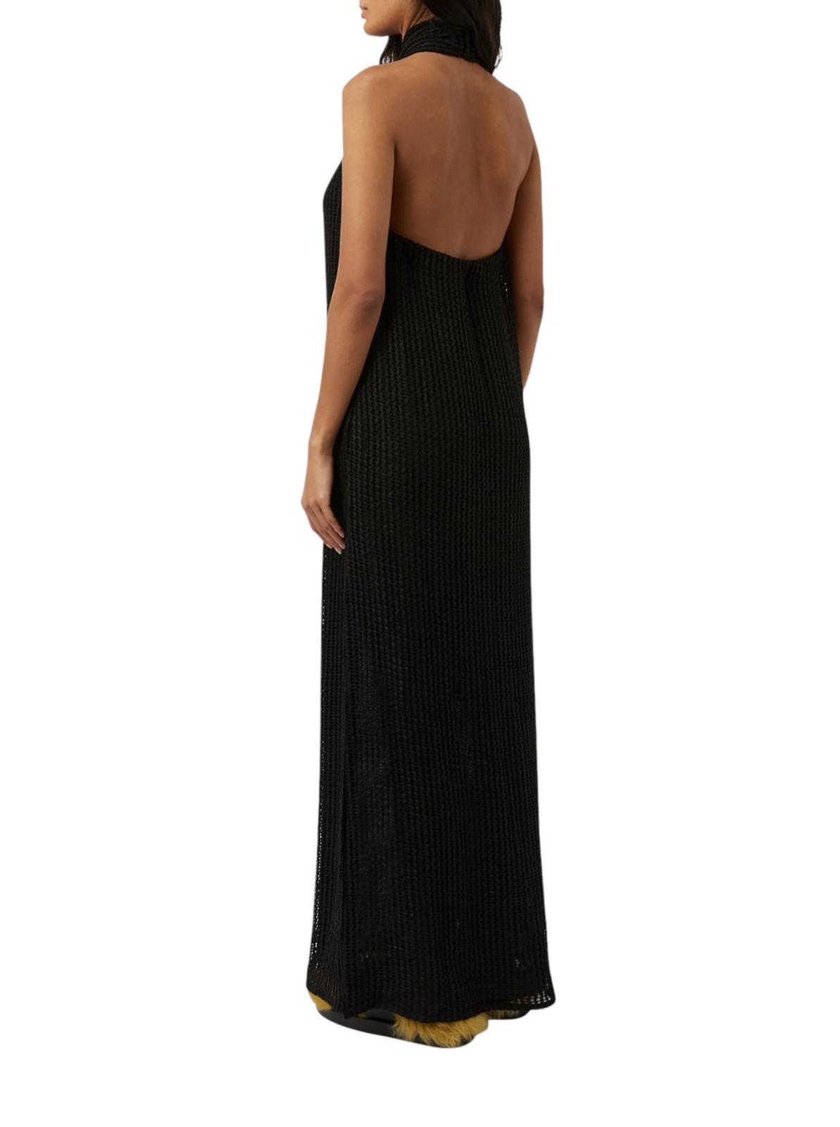 CAMILLA & MARC Willa Halter Dress | Black, Sz 10, Textured, Backless, Side Slit