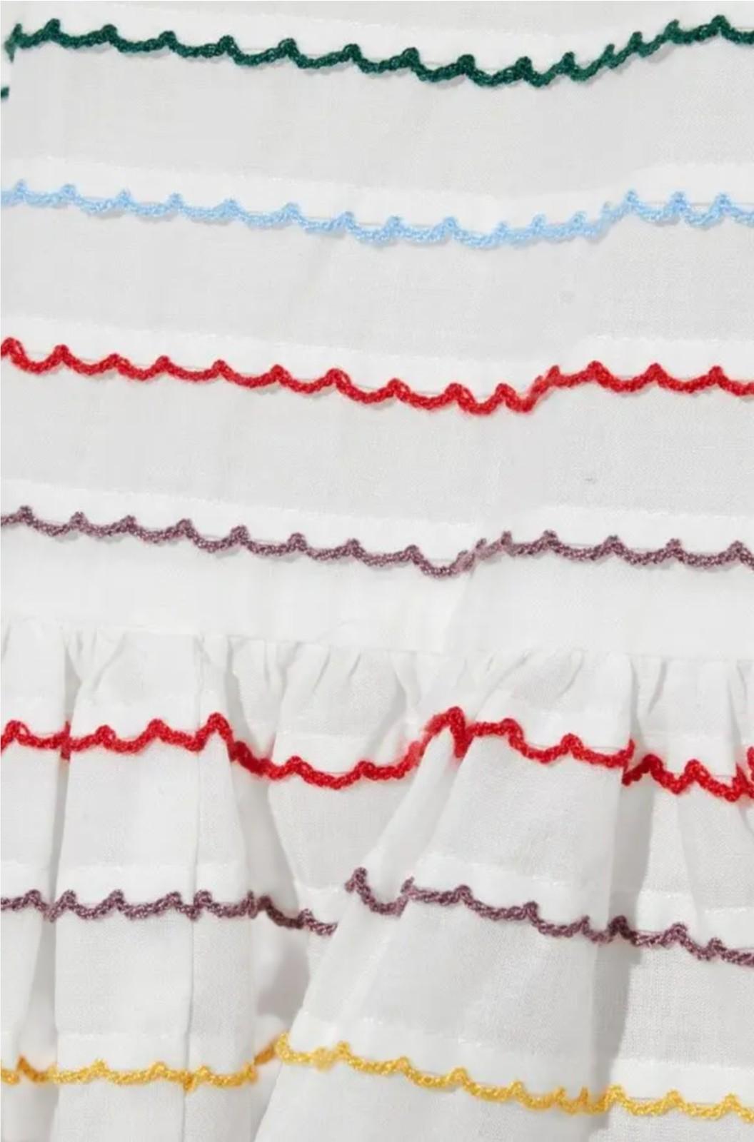 Zimmermann Zinnia Embroidered Scallop Midi Dress |Sz 1, Cotton, White, Tie Close