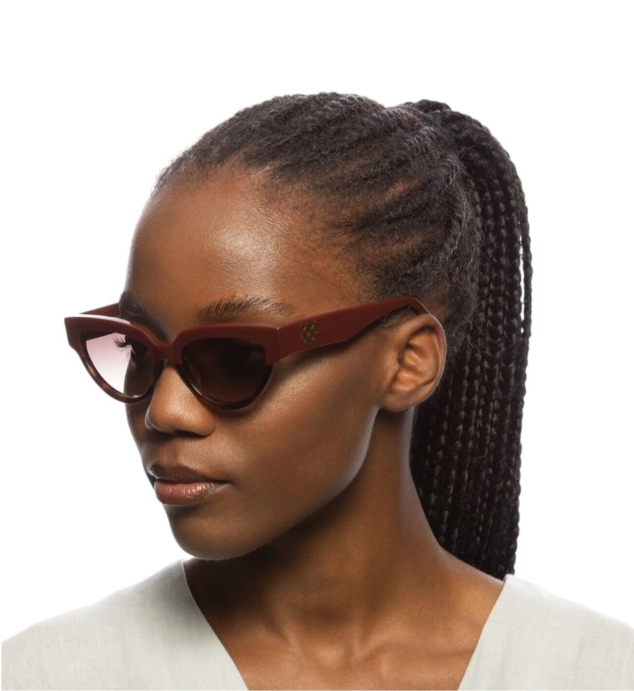 Oroton Ashton Sunglasses |Chunky Cat Eye, Burgundy/Sienna, Warm Lenses, Handmade