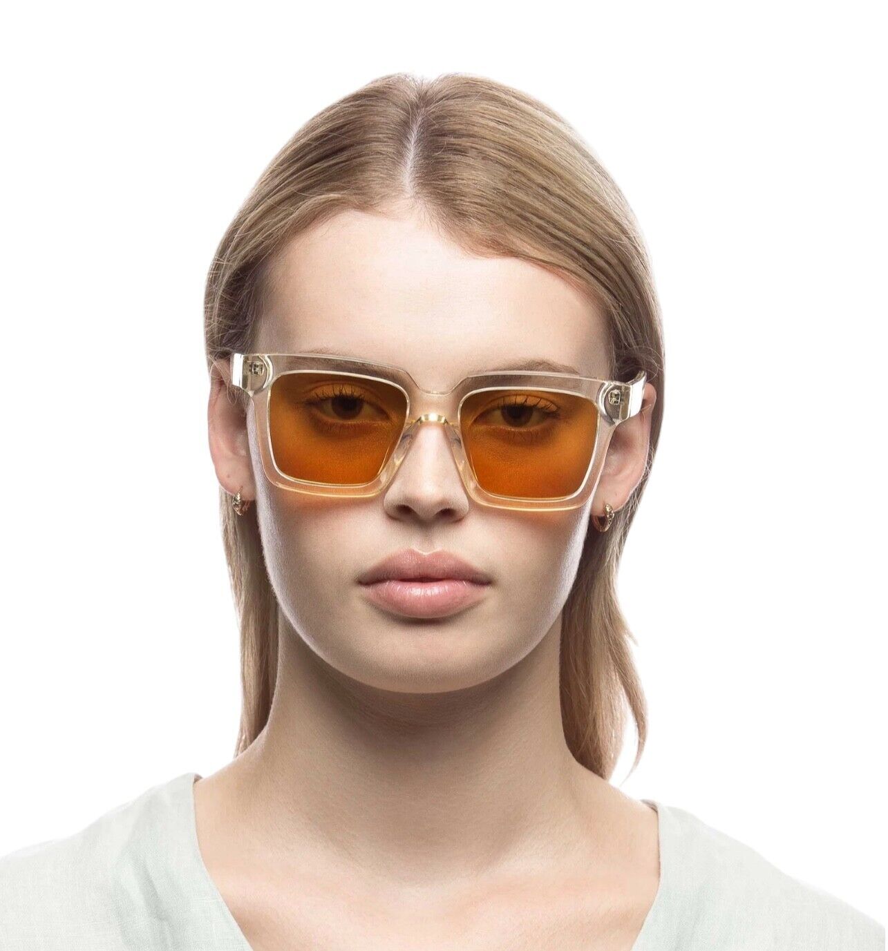 Oroton Oaks B Sunglasses | Square, Clear Frames, Plant-Based Acetat, Hand Made