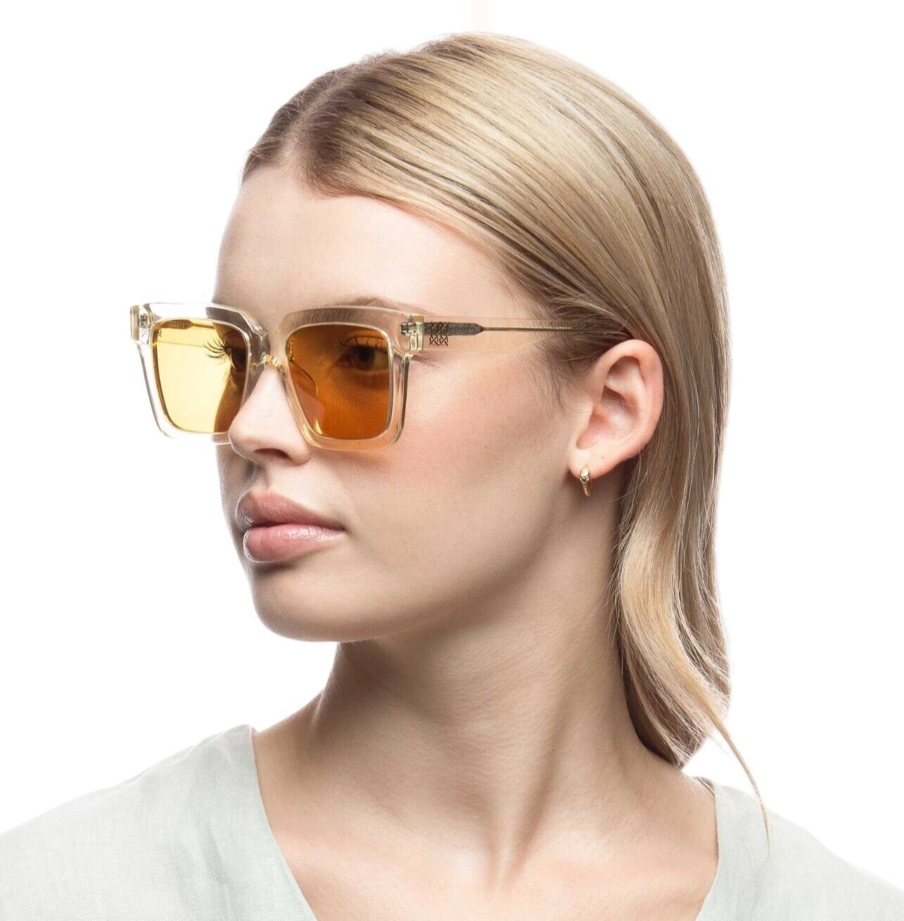 Oroton Oaks B Sunglasses | Square, Clear Frames, Plant-Based Acetat, Hand Made