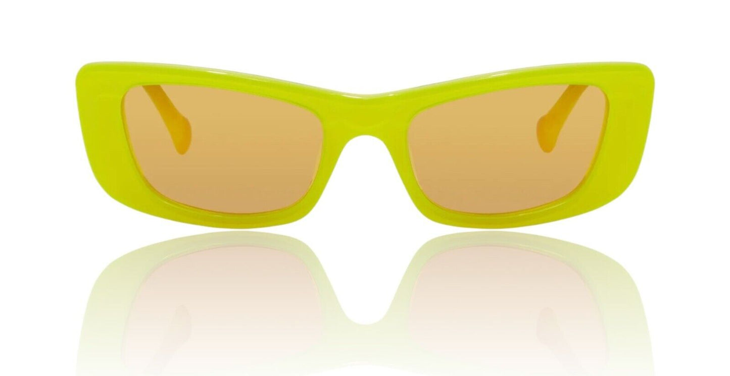 Camilla Ciao Ciao Sunglasses | Neon Yellow Acetate/Gold Jag, Rectangle, Mirrored