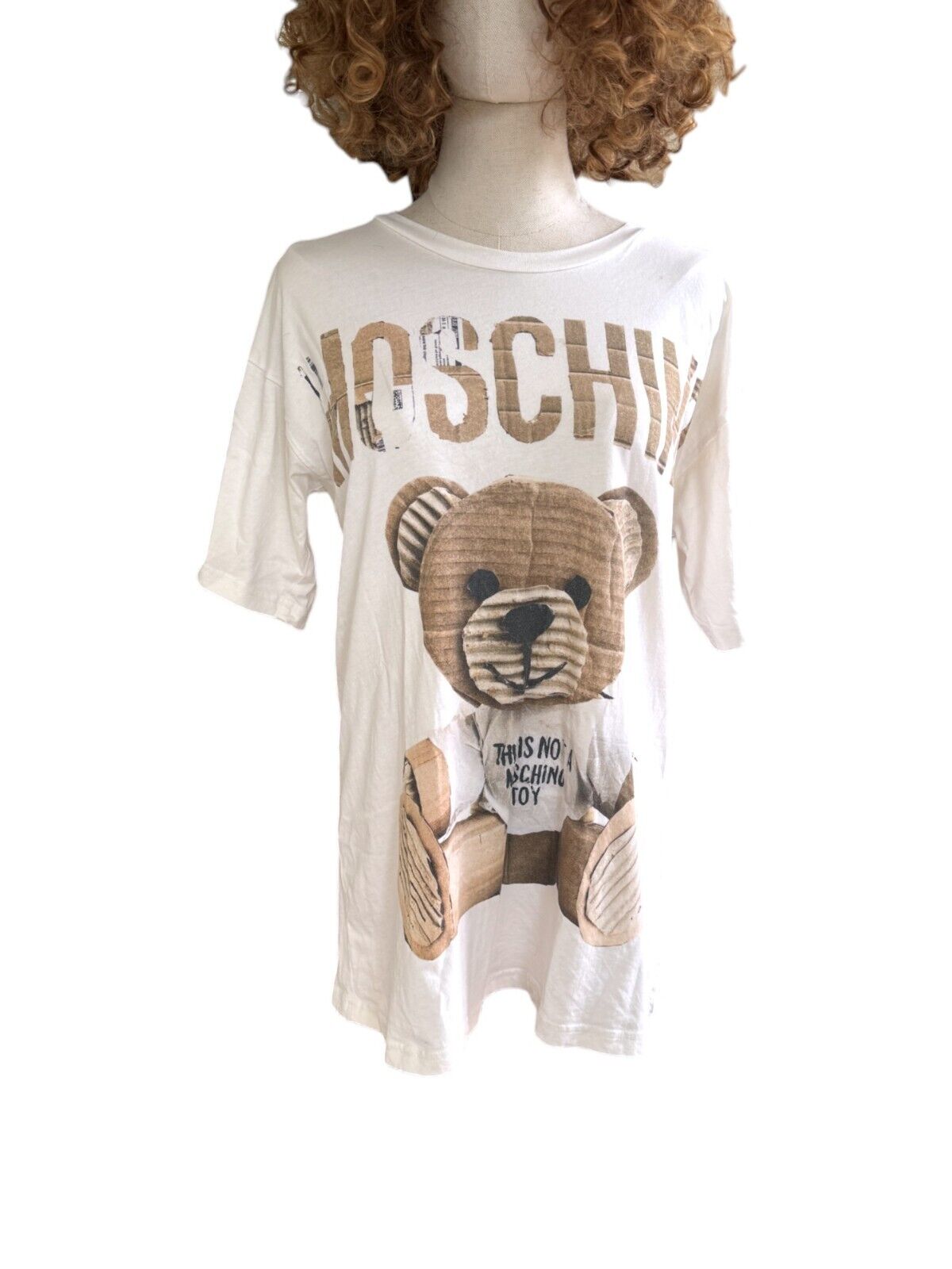 Moschino T-Shirt| White, This is Not Toy, Oversized, Size XS, Teddy Bear, Cotton