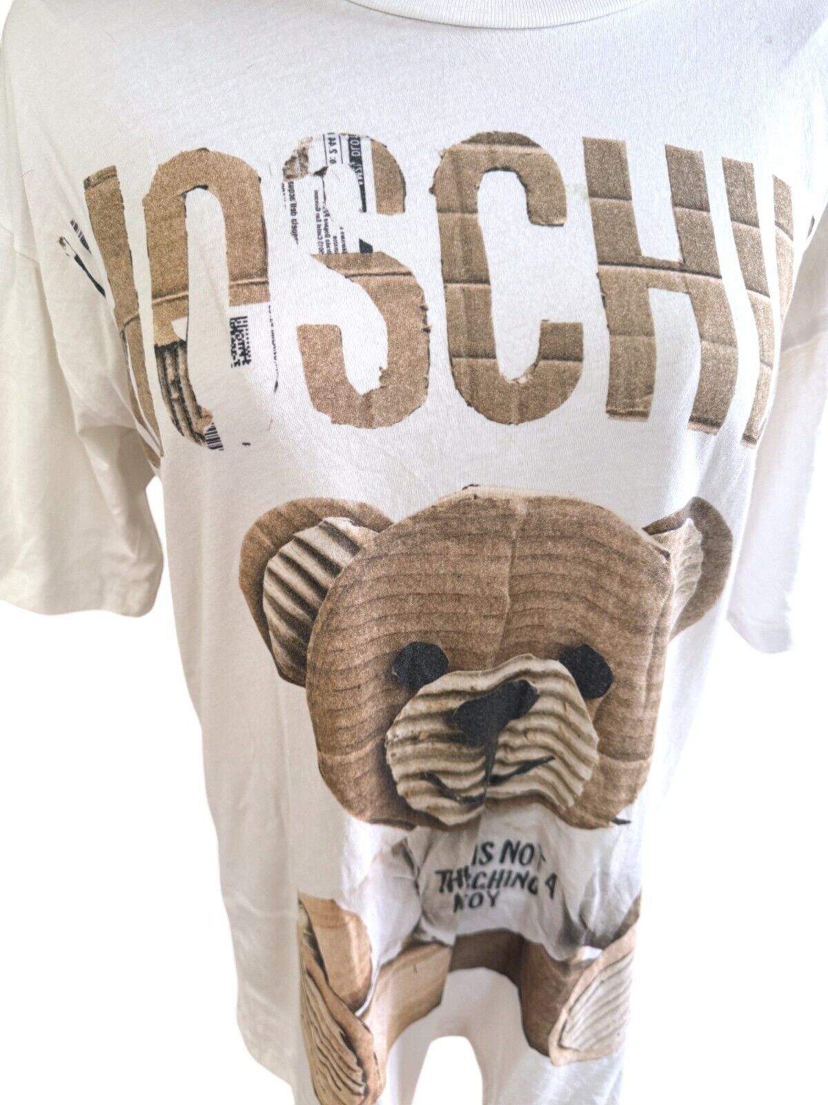 Moschino T-Shirt| White, This is Not Toy, Oversized, Size XS, Teddy Bear, Cotton