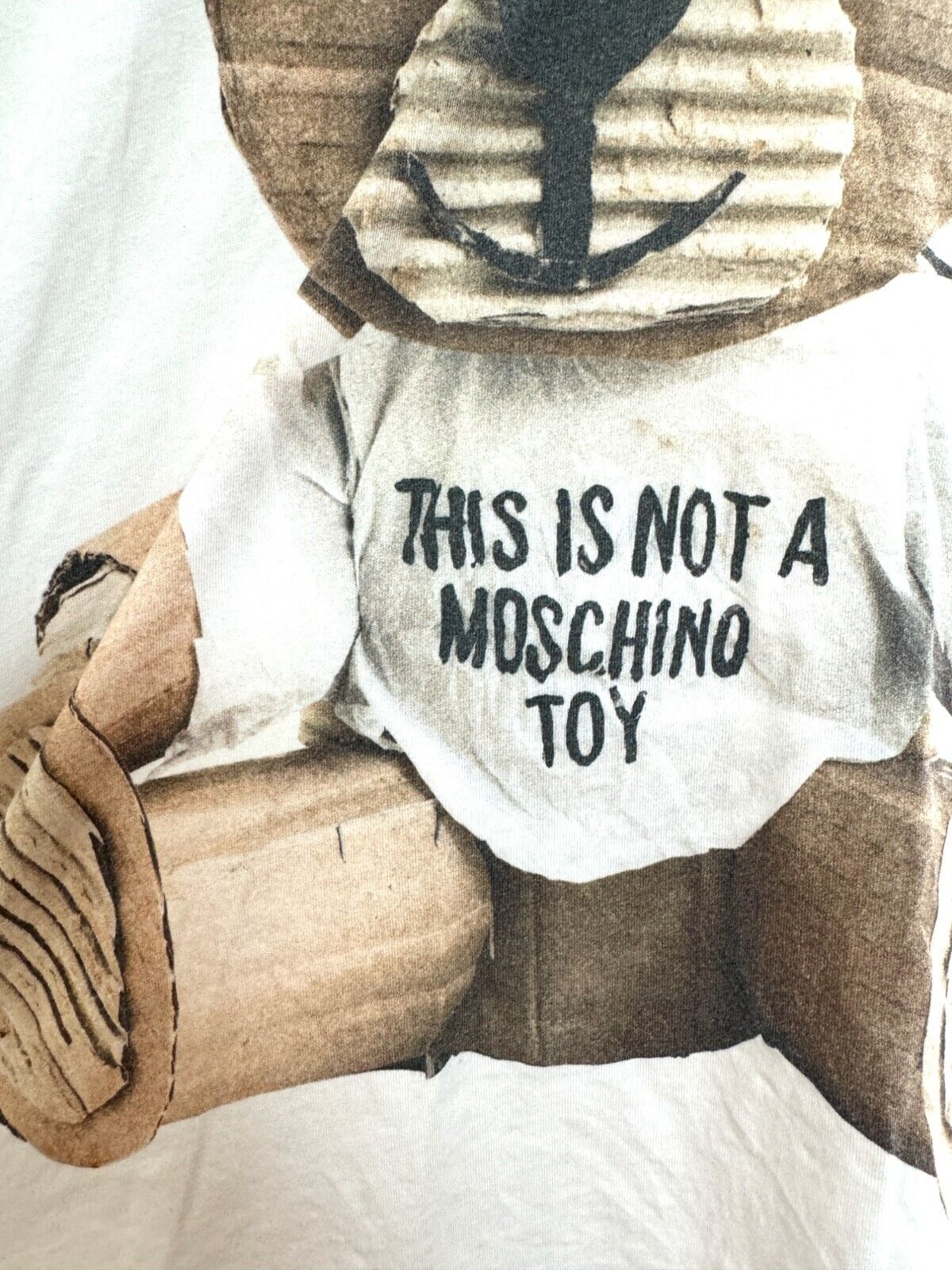 Moschino T-Shirt| White, This is Not Toy, Oversized, Size XS, Teddy Bear, Cotton
