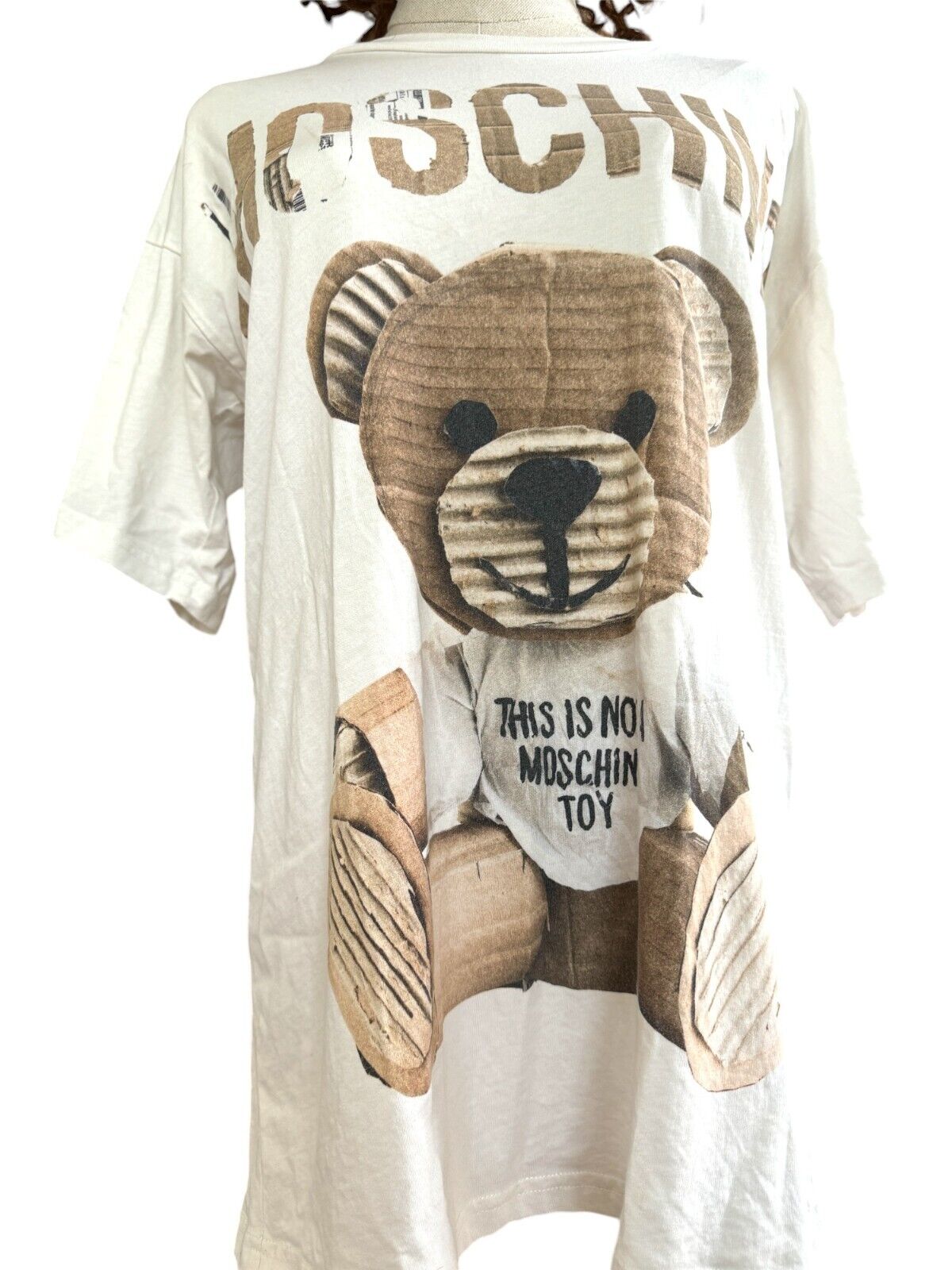 Moschino T-Shirt| White, This is Not Toy, Oversized, Size XS, Teddy Bear, Cotton