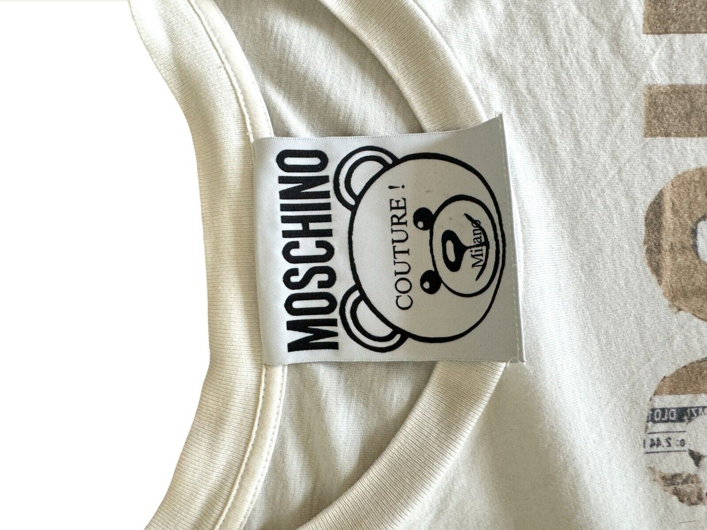 Moschino T-Shirt| White, This is Not Toy, Oversized, Size XS, Teddy Bear, Cotton