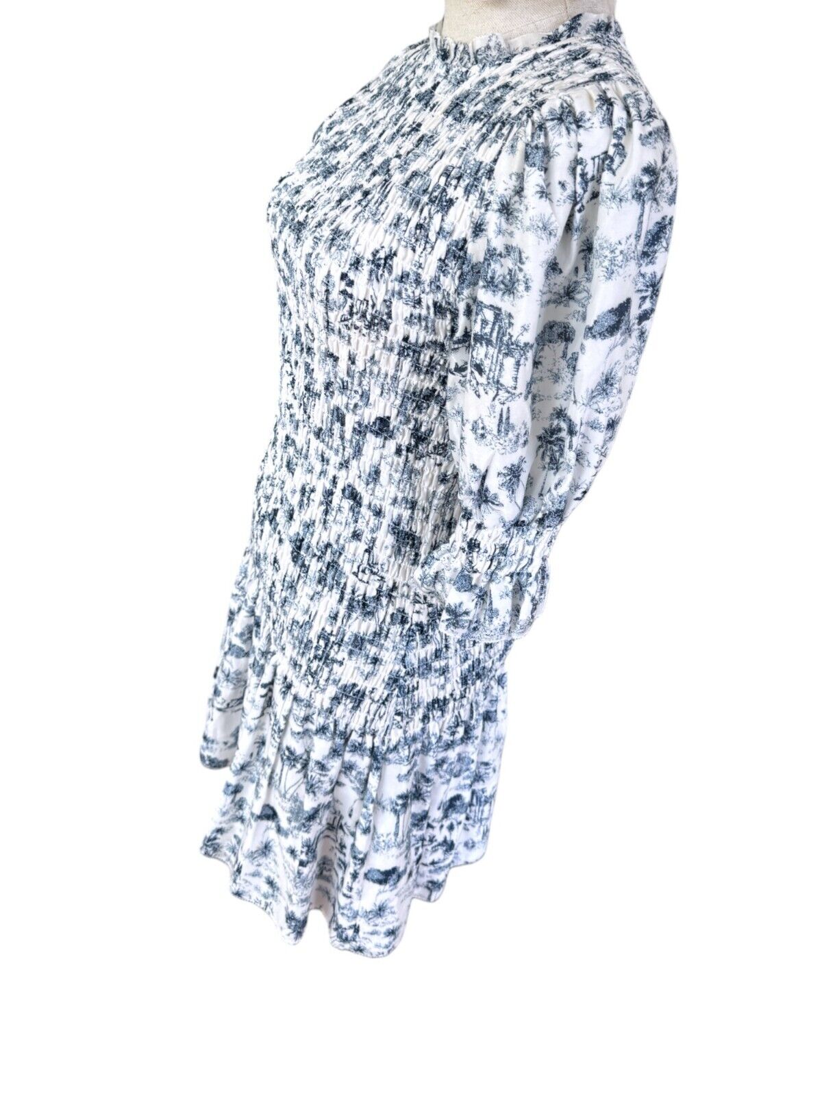 Sir The Label Dimitri Mini Dress | Sz 0, Puff Sleeves, Shirring, Cotton/Silk