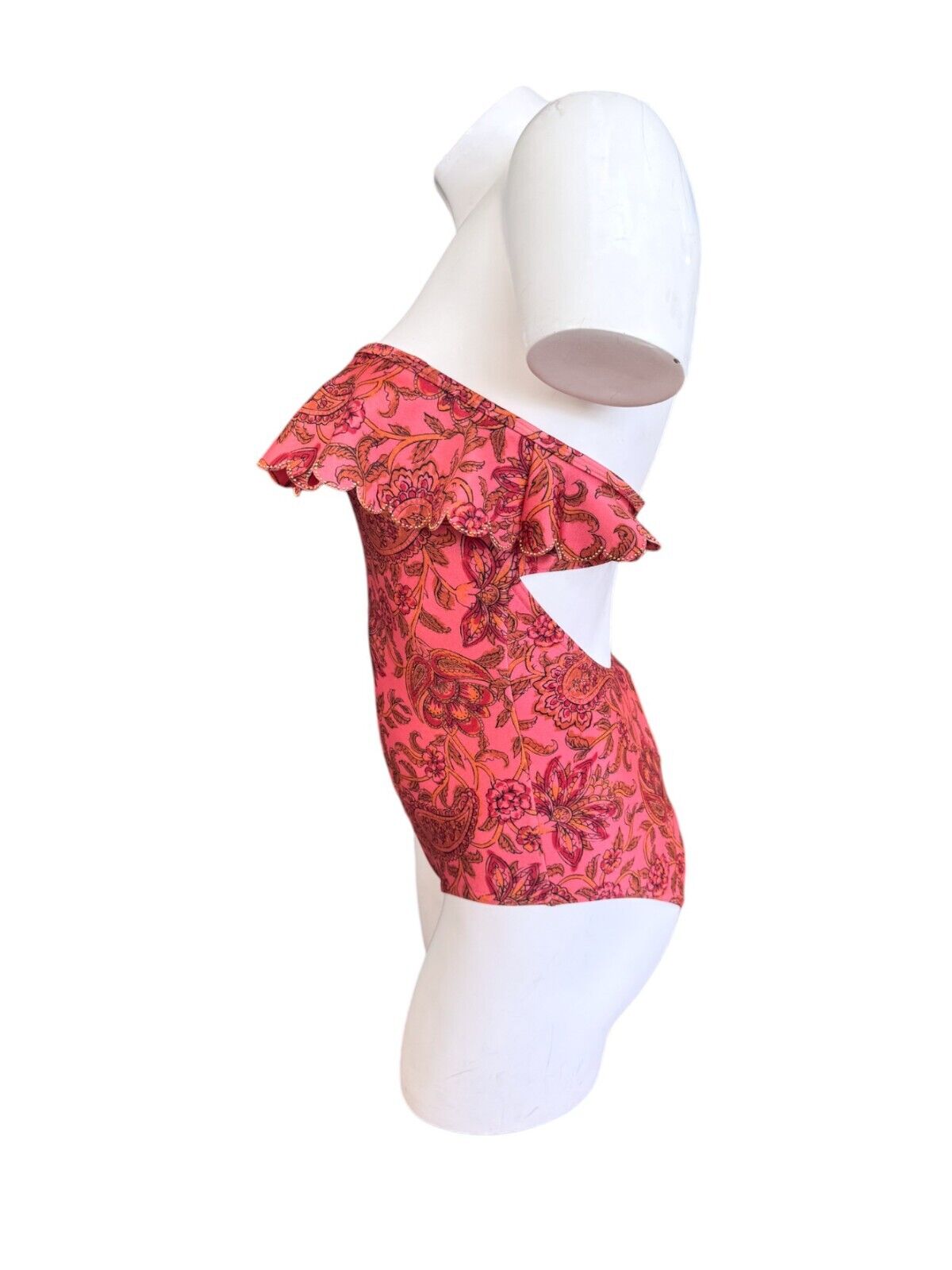 Zimmermann Edie Frill Bandeau One Piece | Frill Top, Peach Paisley, Straps