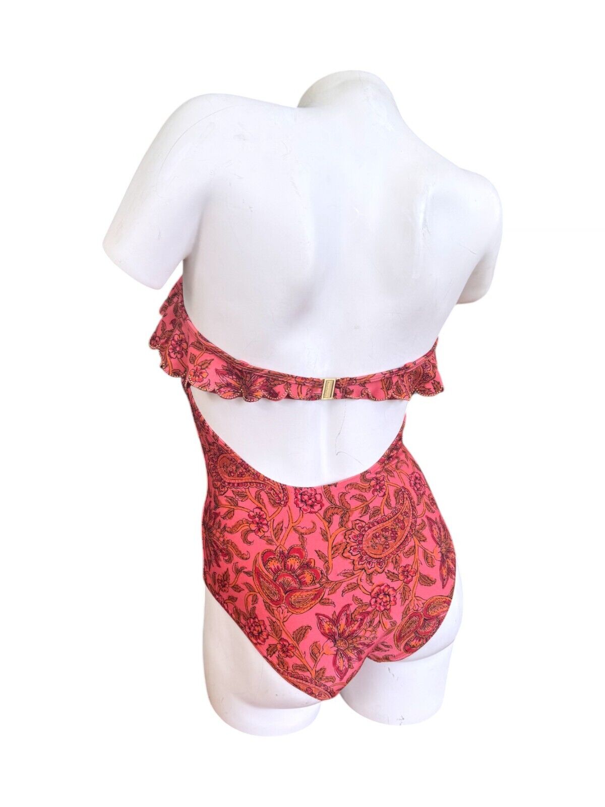 Zimmermann Edie Frill Bandeau One Piece | Frill Top, Peach Paisley, Straps