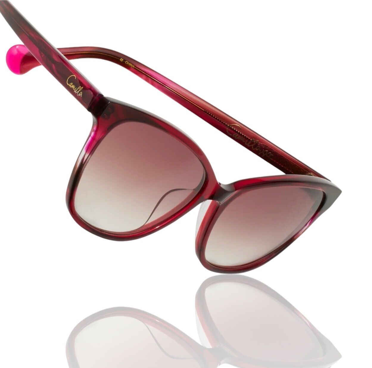 Camilla Come Sail Away Sunglasses |Red/Pink/Berry, Acetate, Cat Eye, Gradient
