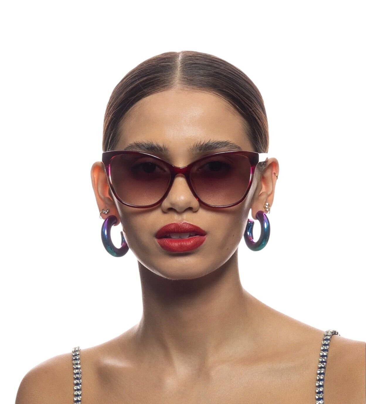 Camilla Come Sail Away Sunglasses |Red/Pink/Berry, Acetate, Cat Eye, Gradient