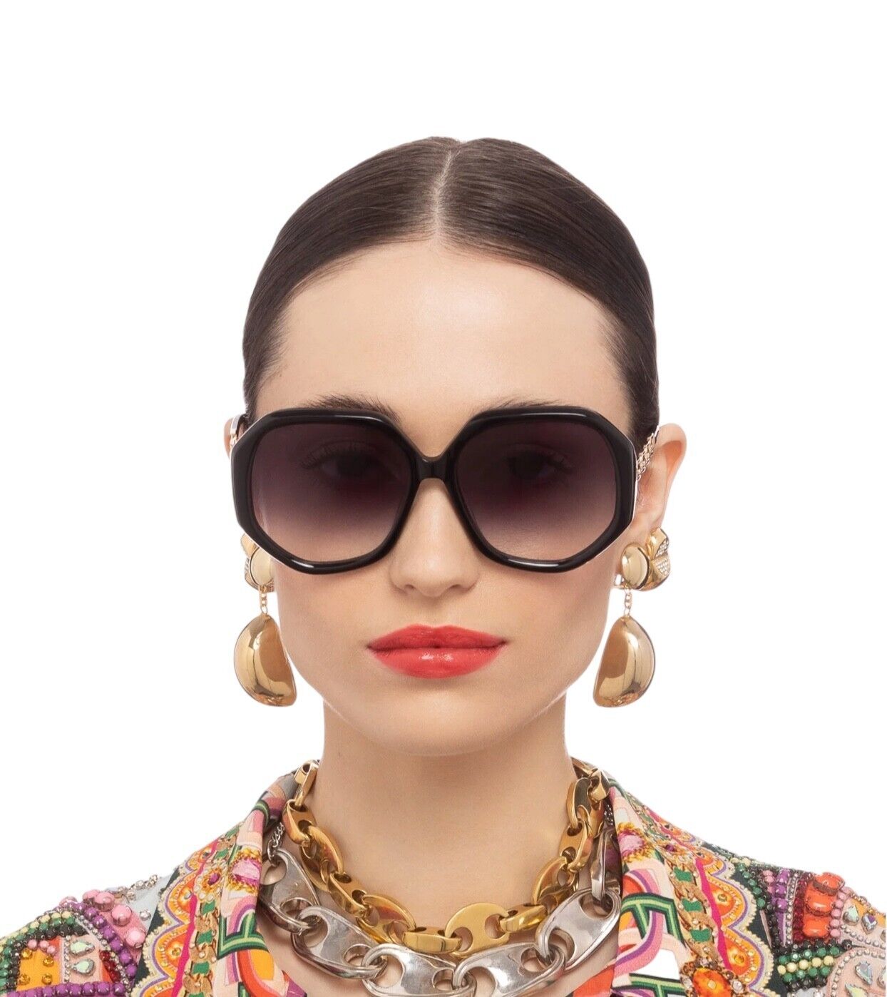Camilla The Matriarch Sunglasses | Black / Gold, Acetate/Metal, Oversized, Round