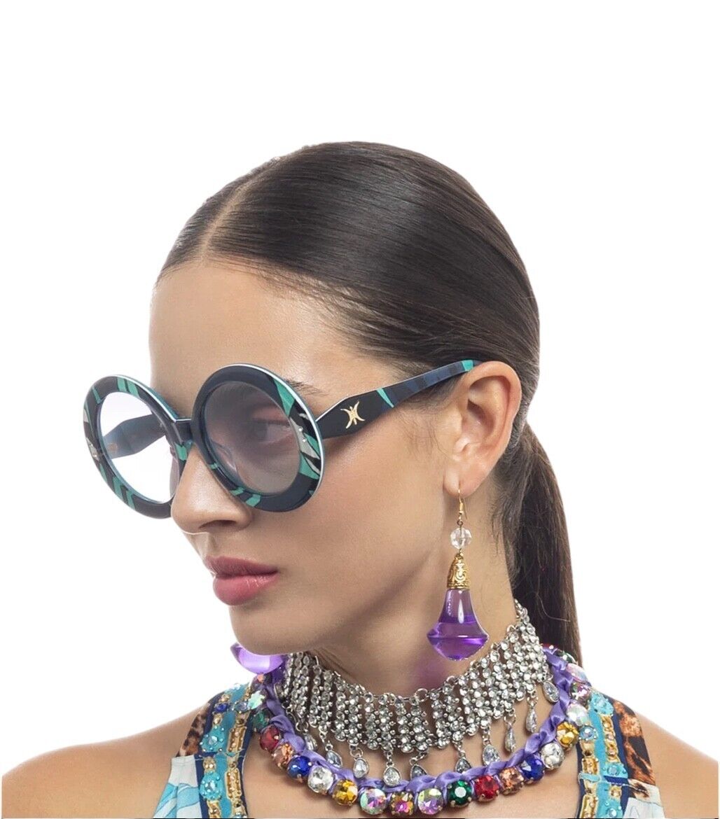 Camilla Editor In Chief Sunglasses |Vividly Venice Print, Blue, Round, Oversized