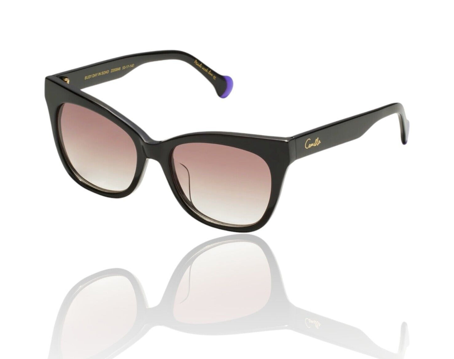 Camilla Busy Day in Soho Sunglasses | Black, Acetate, Cat Eye, Brown Gradient