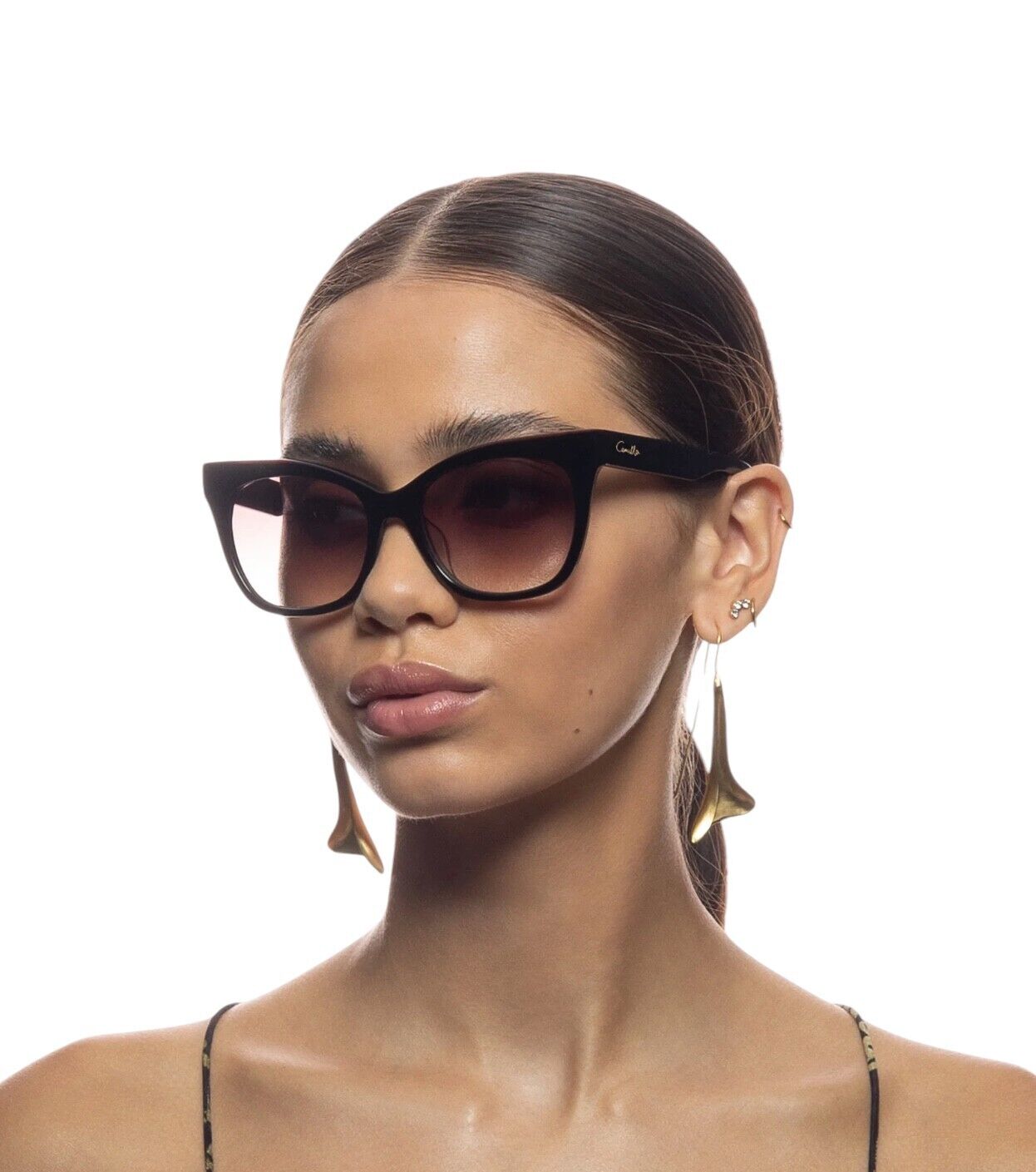 Camilla Busy Day in Soho Sunglasses | Black, Acetate, Cat Eye, Brown Gradient