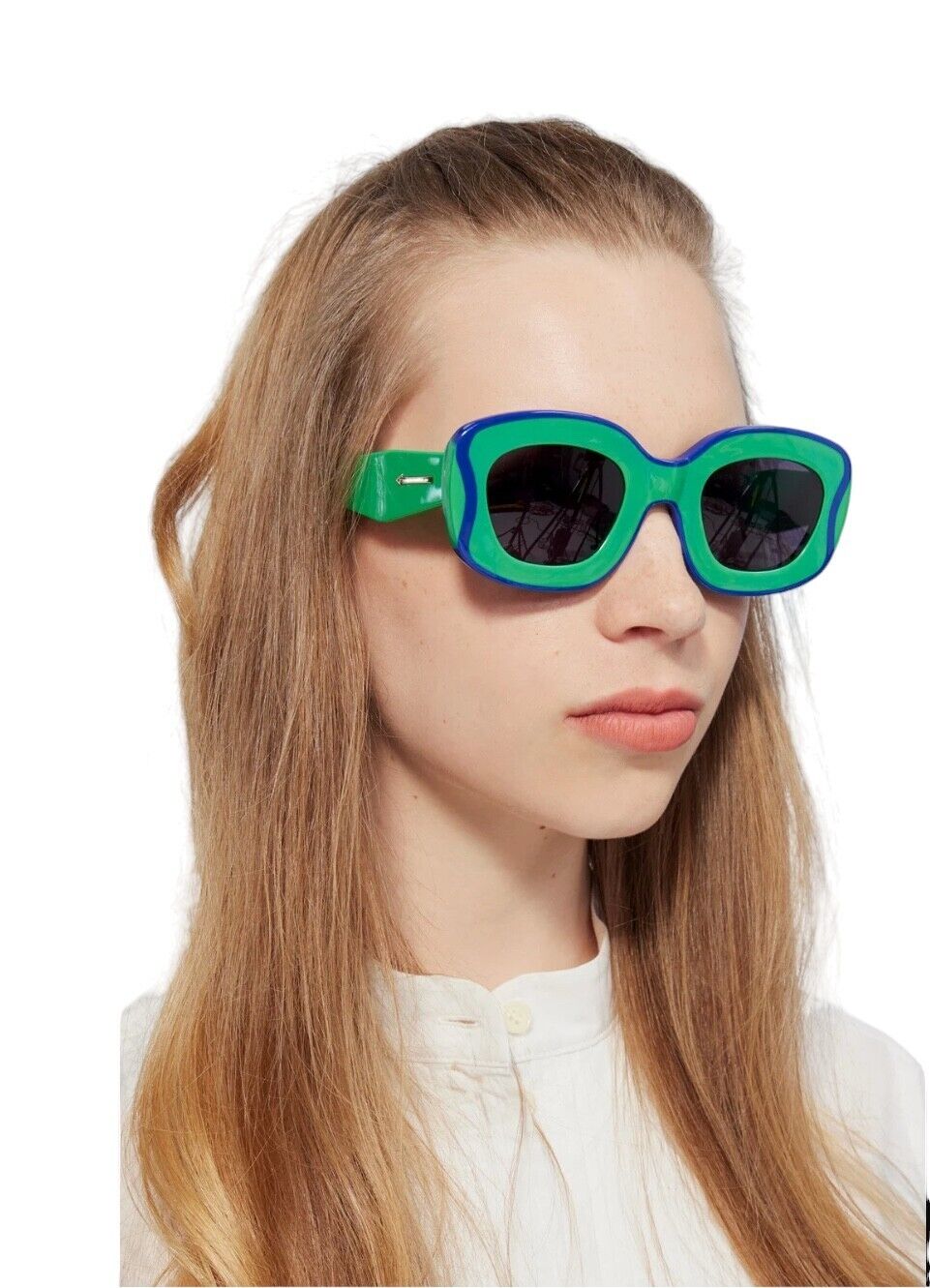 Karen Walker Field Trip Sunglases | Green/Grasshopper, Alt Fit, Retro, Cat Eye