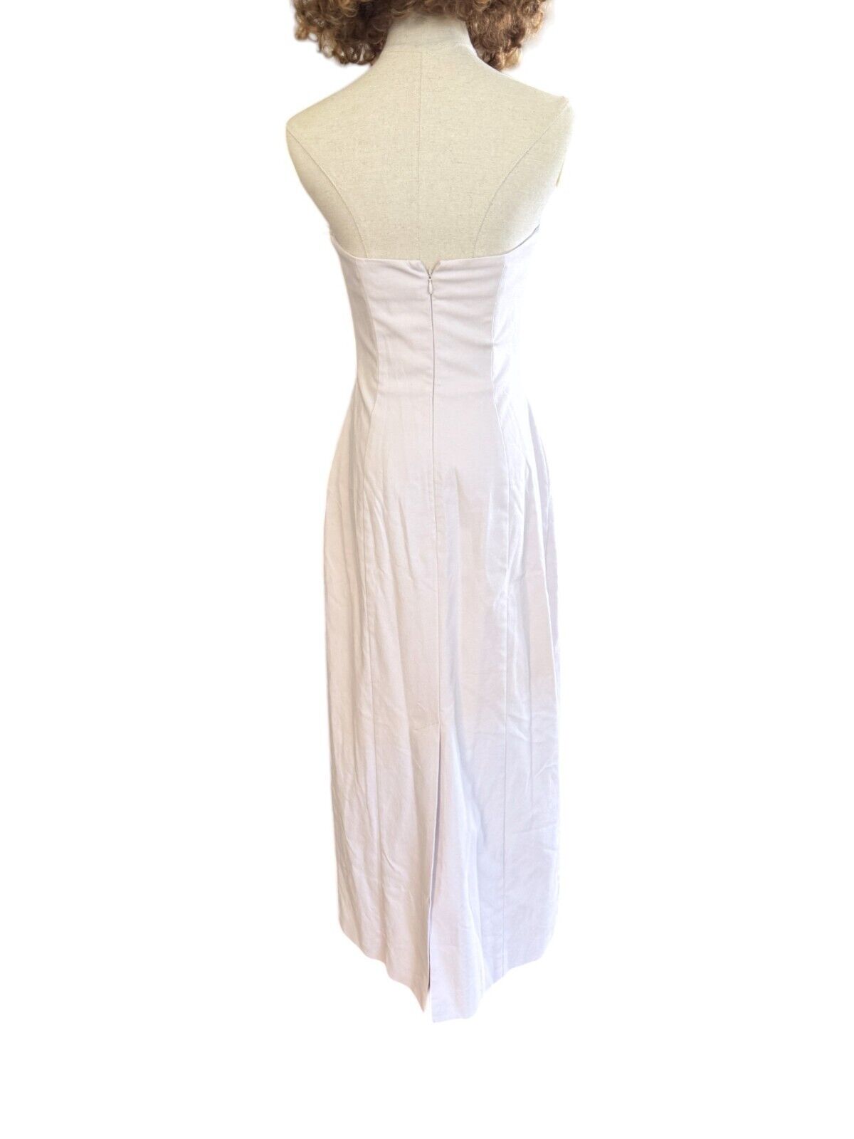 CUE Button Bandeau Midi Dress | Sz 8, Stretch, Off-White/Cream, Black Buttons