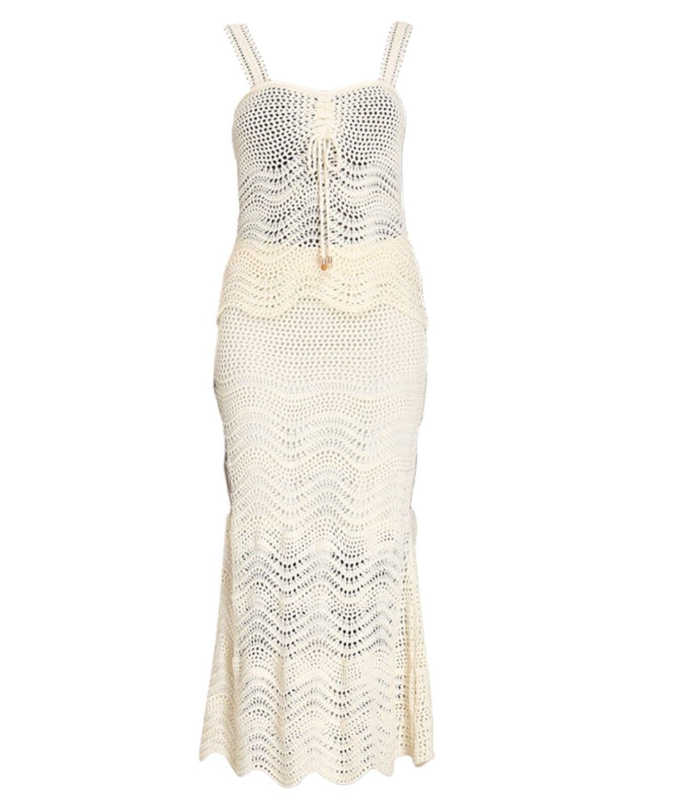 Zimmermann Devi Textured Knit Skirt | Cream, Crochet, Stretch, Midi, Elastic